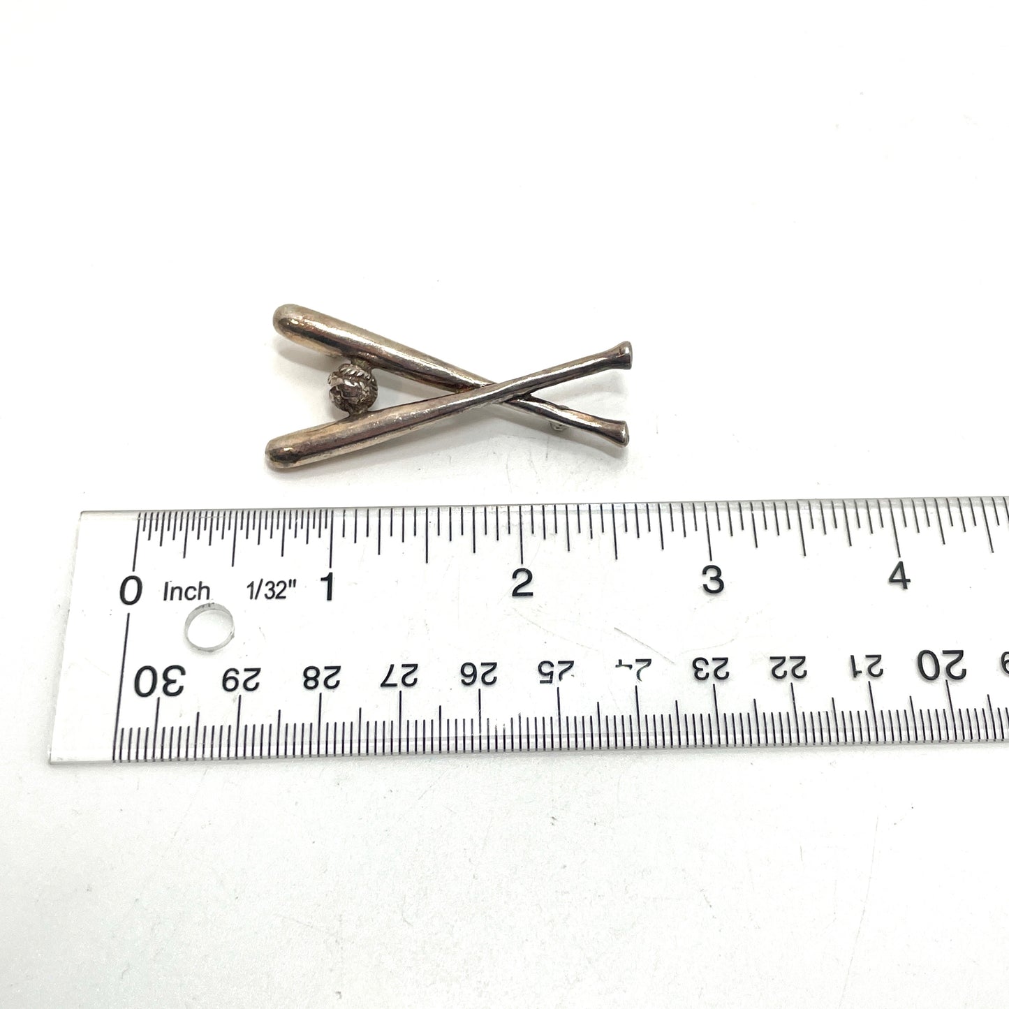 Sterling Silver Baseball Bats & Ball Pin