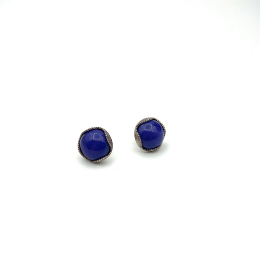 Vintage Blue Stone Stud Earrings