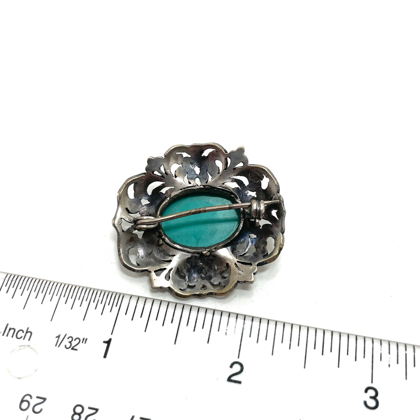 Vintage Sterling Silver & Turquoise Pin