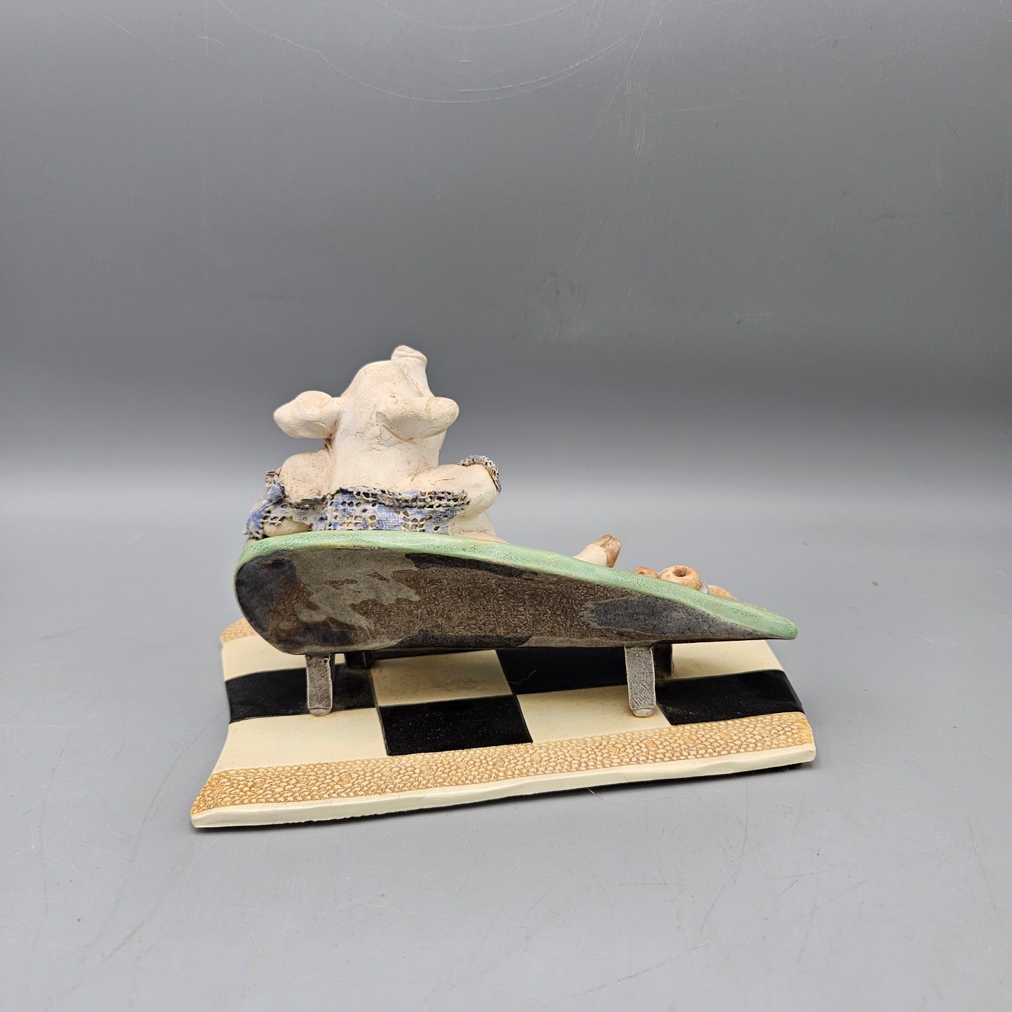 Studio Pottery Ceramic Pig on Sofa Sculpture