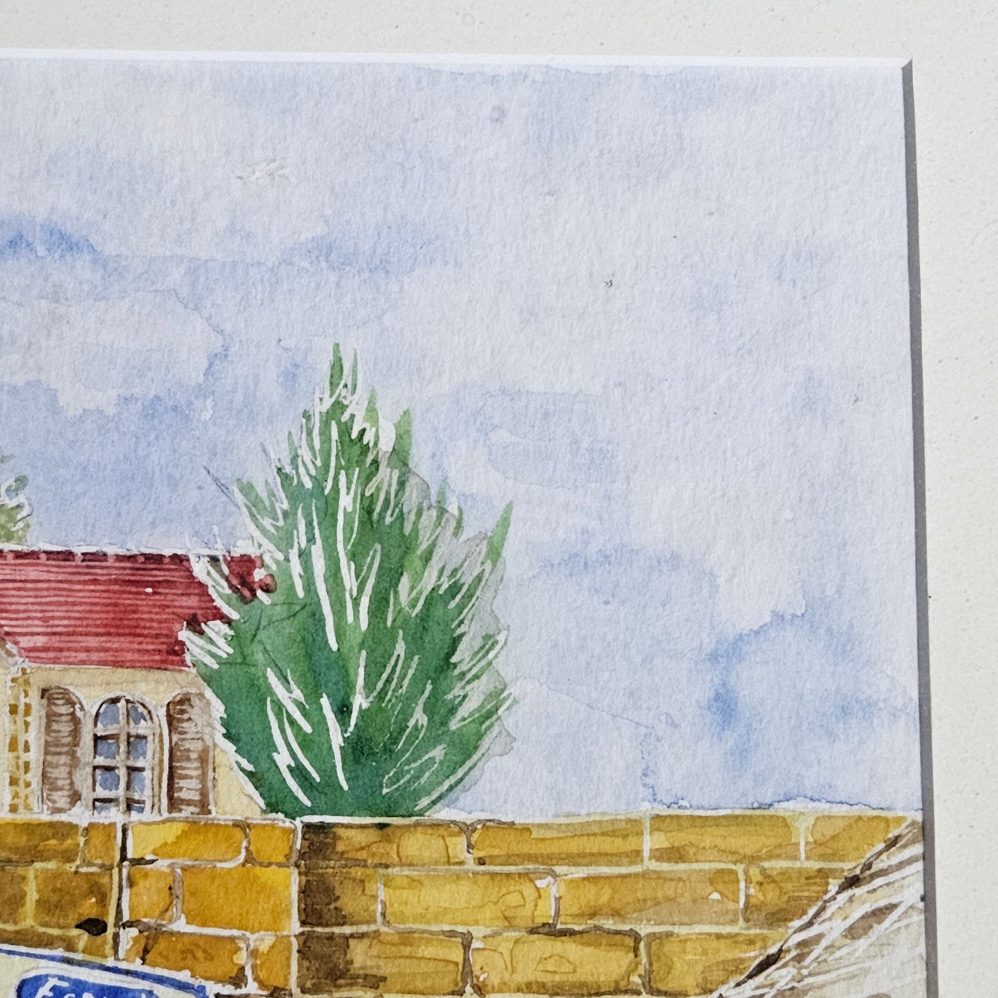 Signed French Canal Boat Watercolor