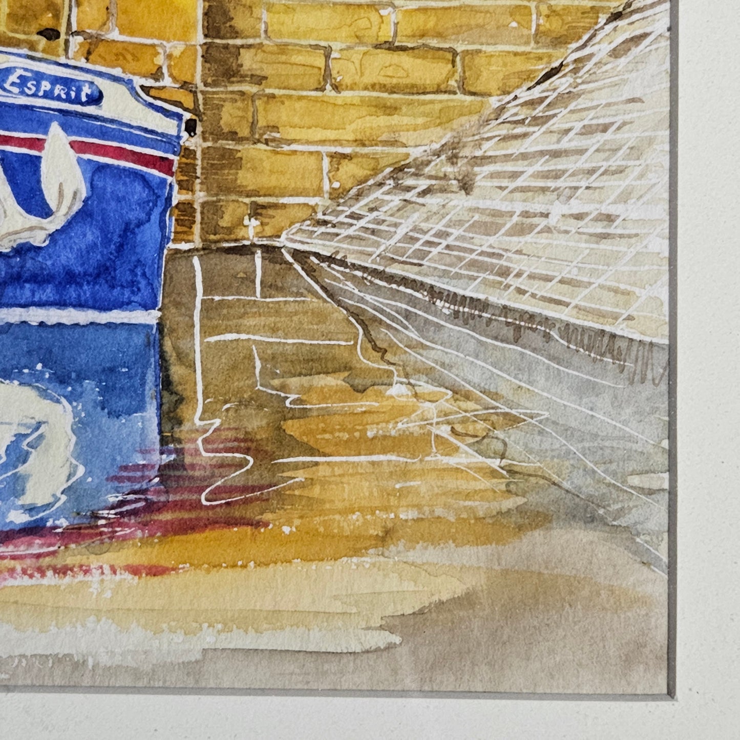 Signed French Canal Boat Watercolor