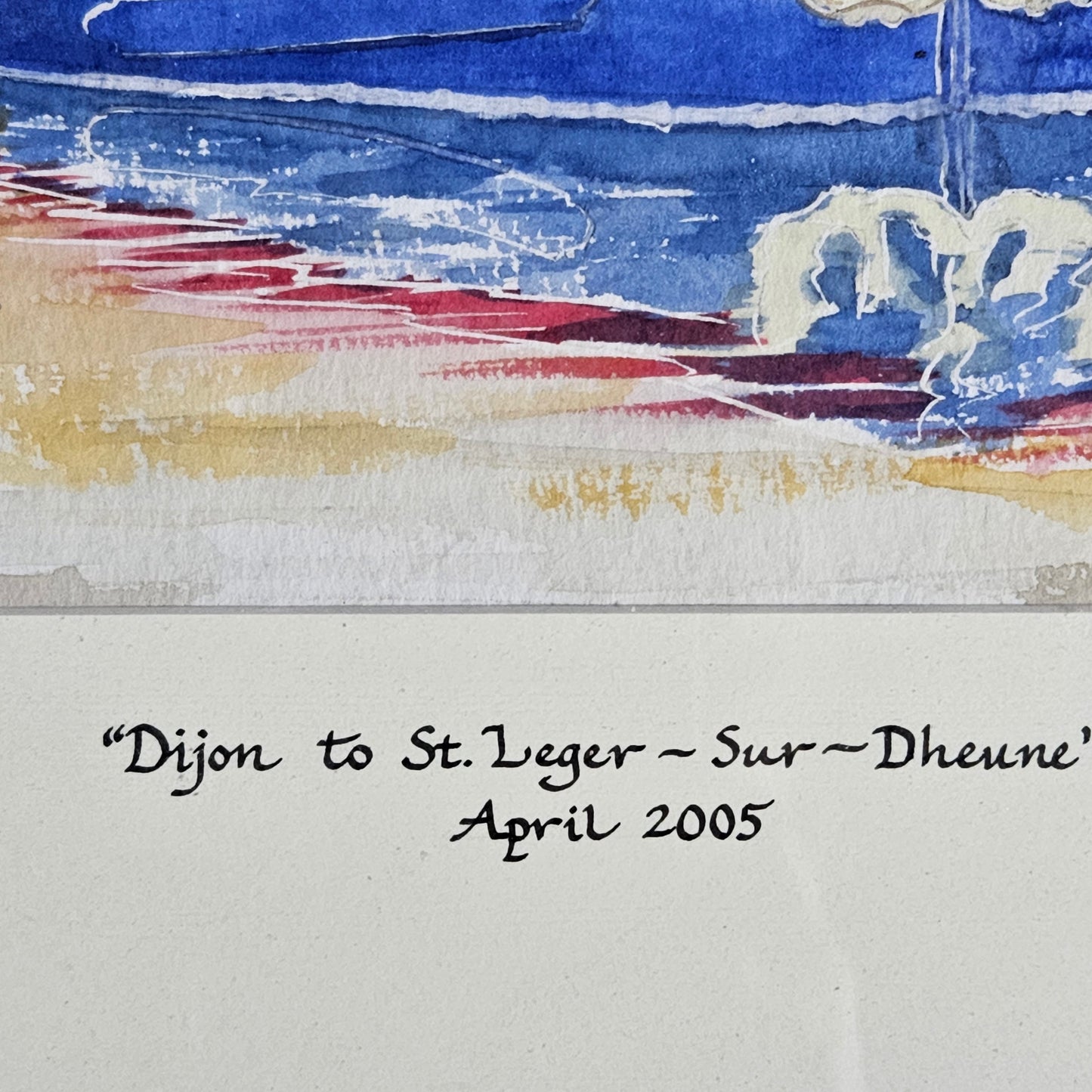Signed French Canal Boat Watercolor