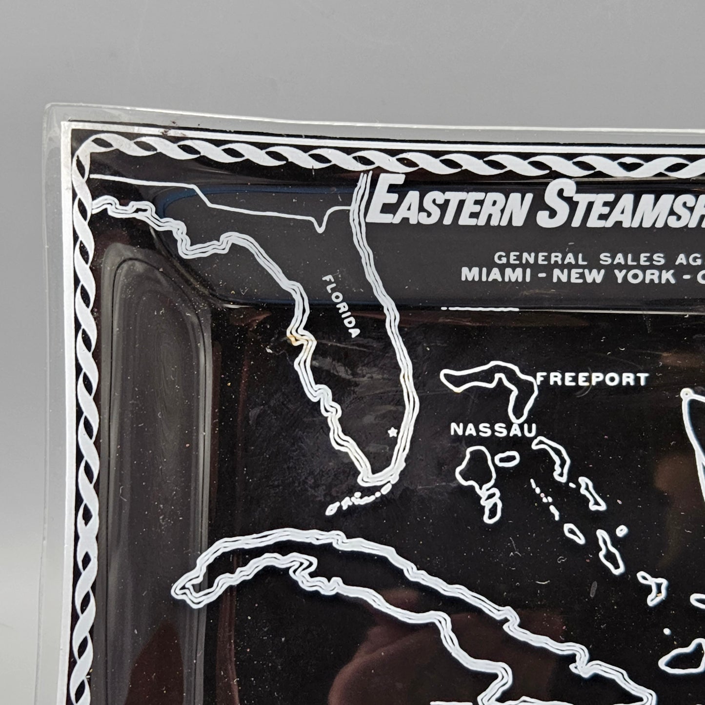 Eastern Steamship Lines Glass Florida Map Tray