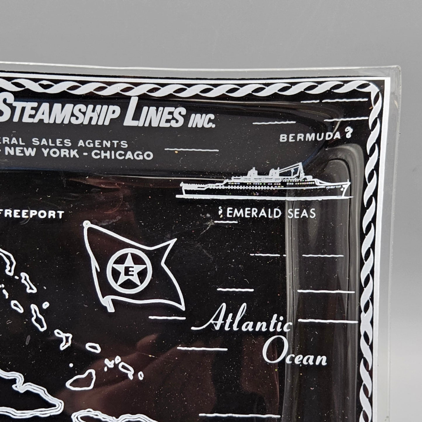 Eastern Steamship Lines Glass Florida Map Tray