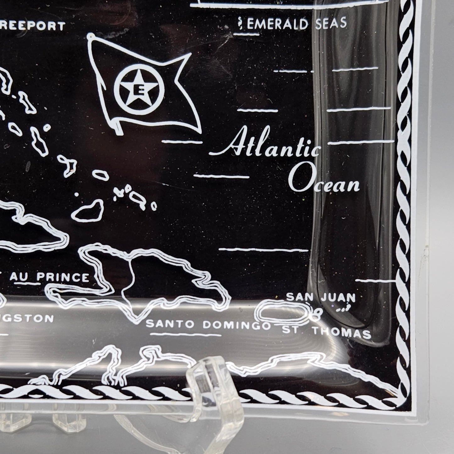 Eastern Steamship Lines Glass Florida Map Tray