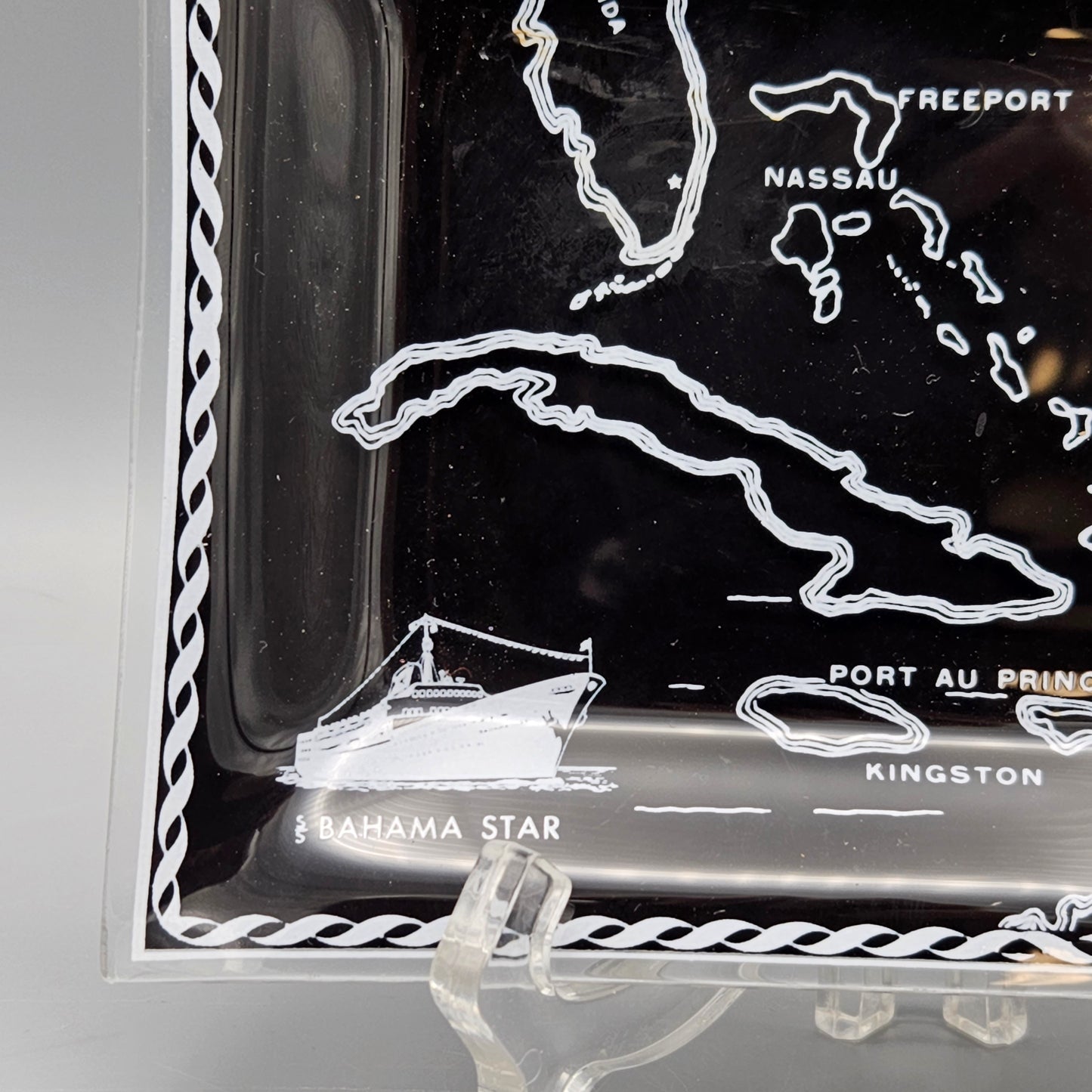 Eastern Steamship Lines Glass Florida Map Tray