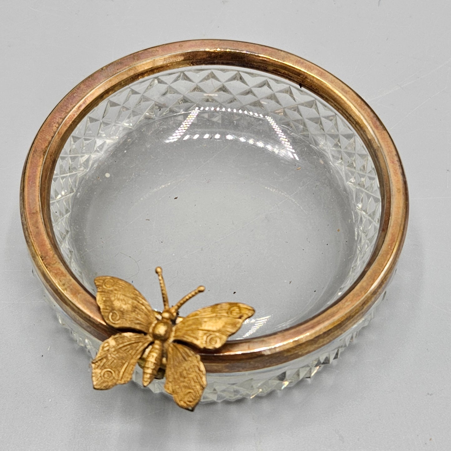 Four Cut Crystal Ormalou Dishes with Butterflies Butteryfly