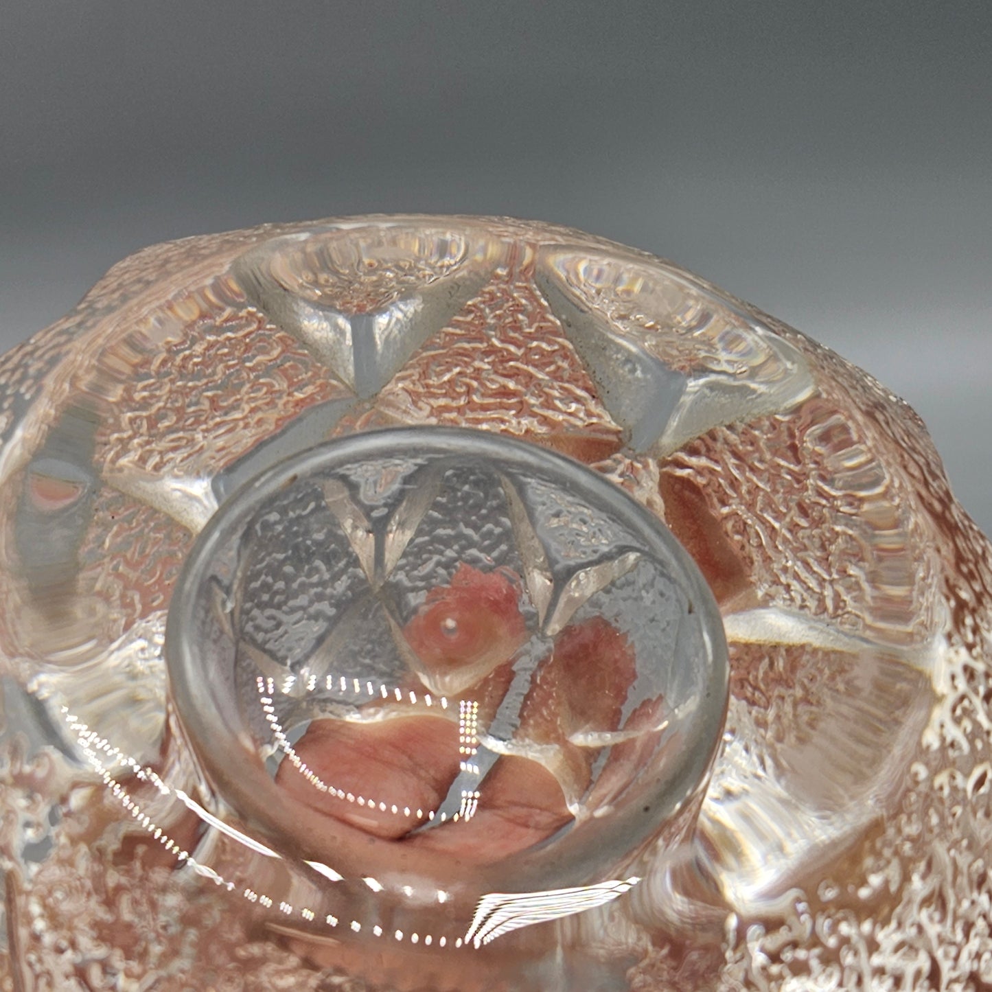 Pair Orrefors Crystal Firefly Artichoke Form Votive Candleholders