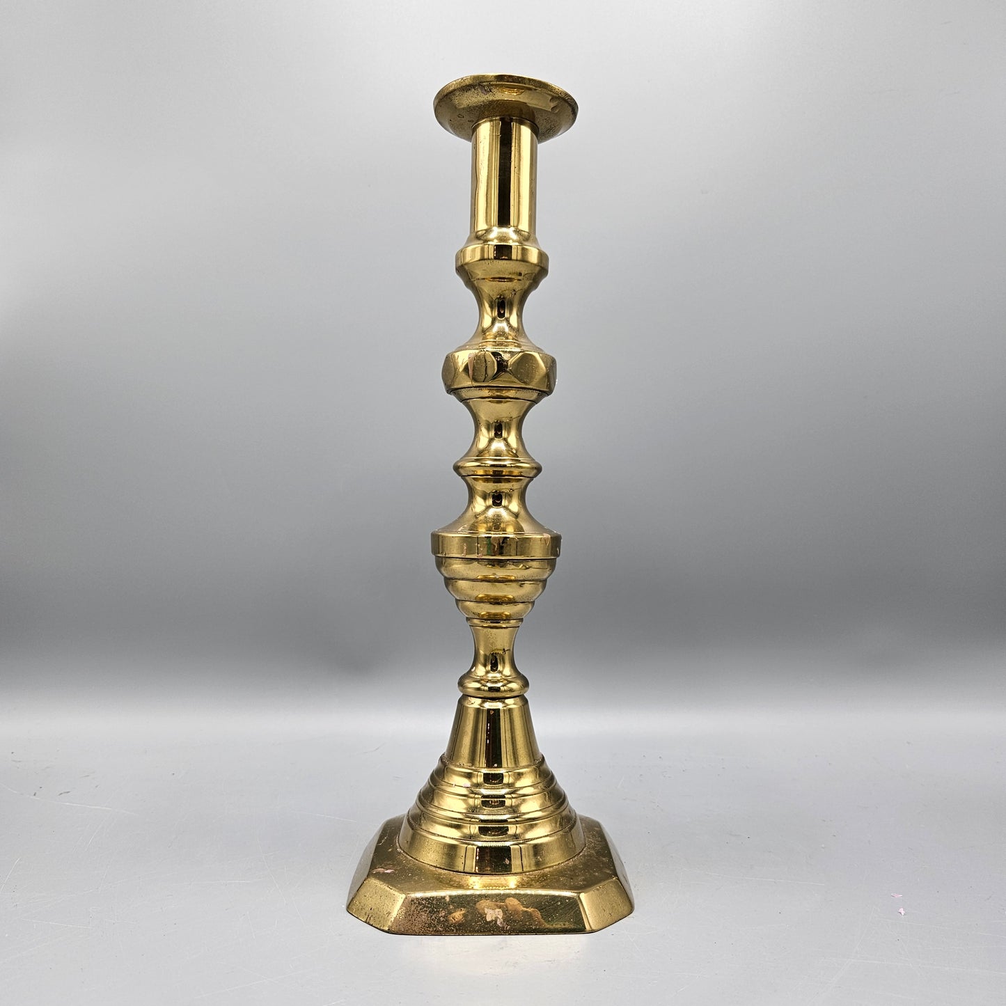 Antique English Brass Beehive Push Up Candlestick
