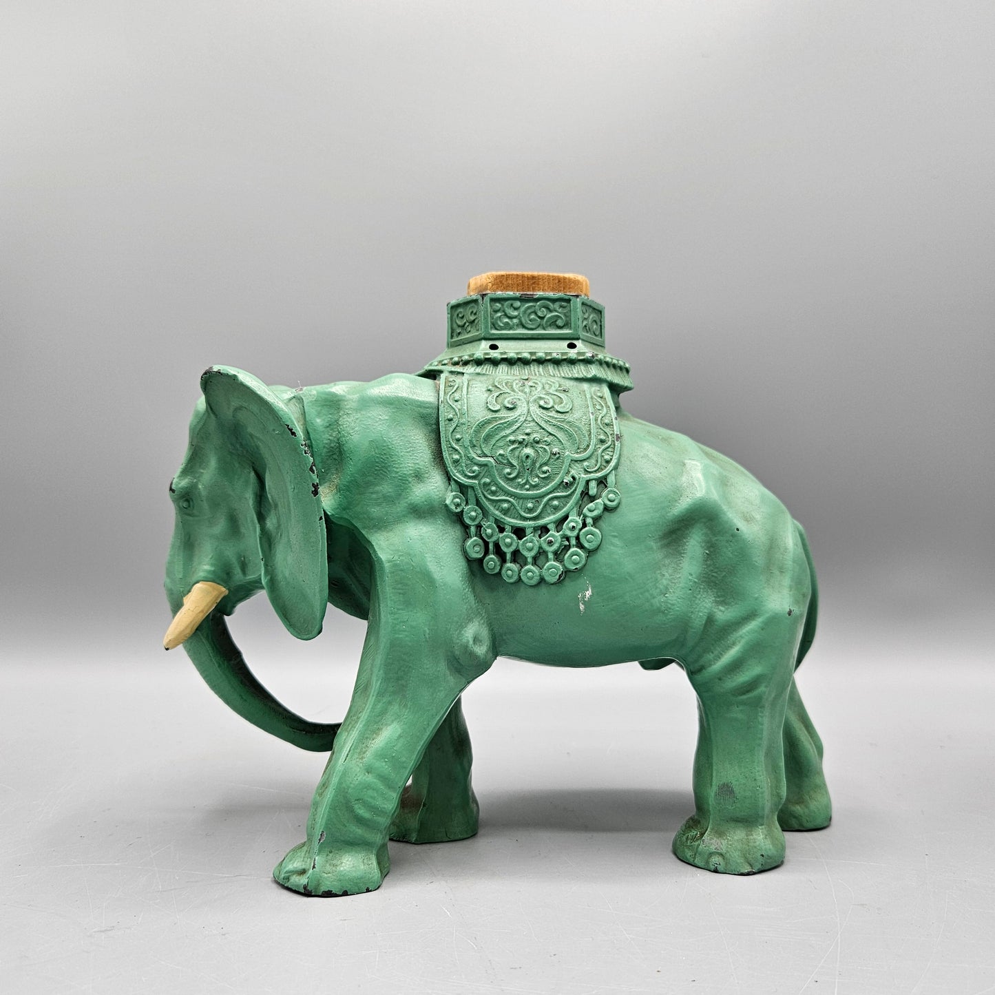 Cast White Metal Painted Elephant