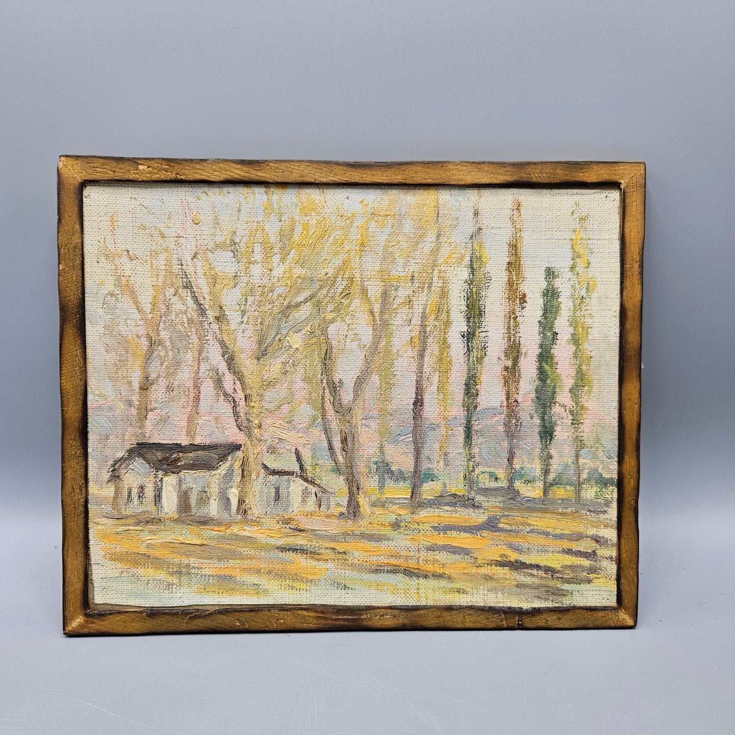 John Henry Ramm (1879-1948) Oil on Board California Landscape Cabin with Trees August 1925