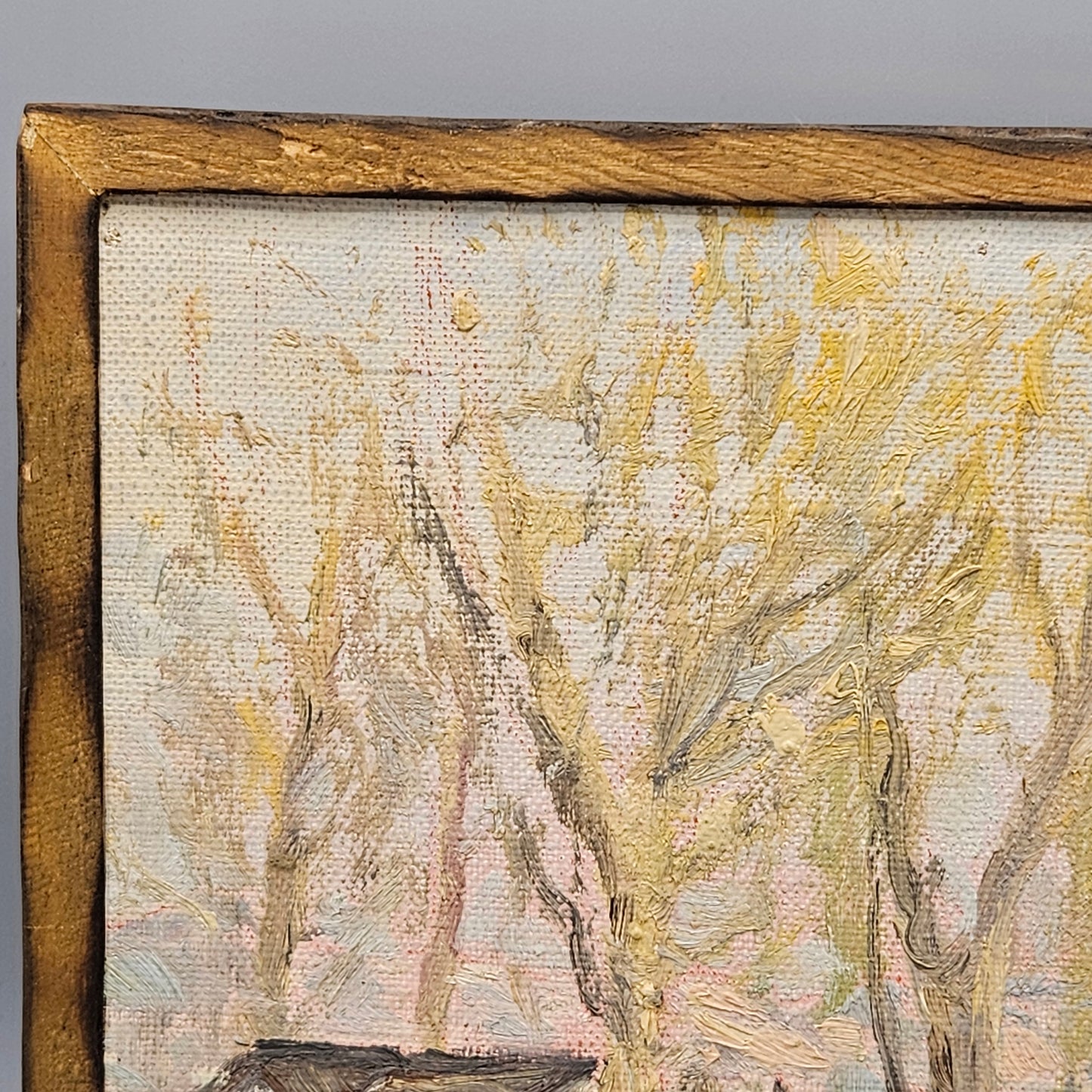 John Henry Ramm (1879-1948) Oil on Board California Landscape Cabin with Trees August 1925