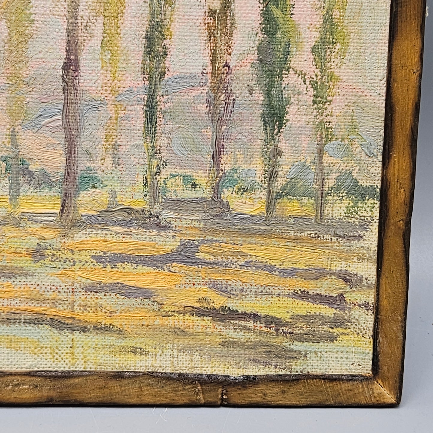 John Henry Ramm (1879-1948) Oil on Board California Landscape Cabin with Trees August 1925