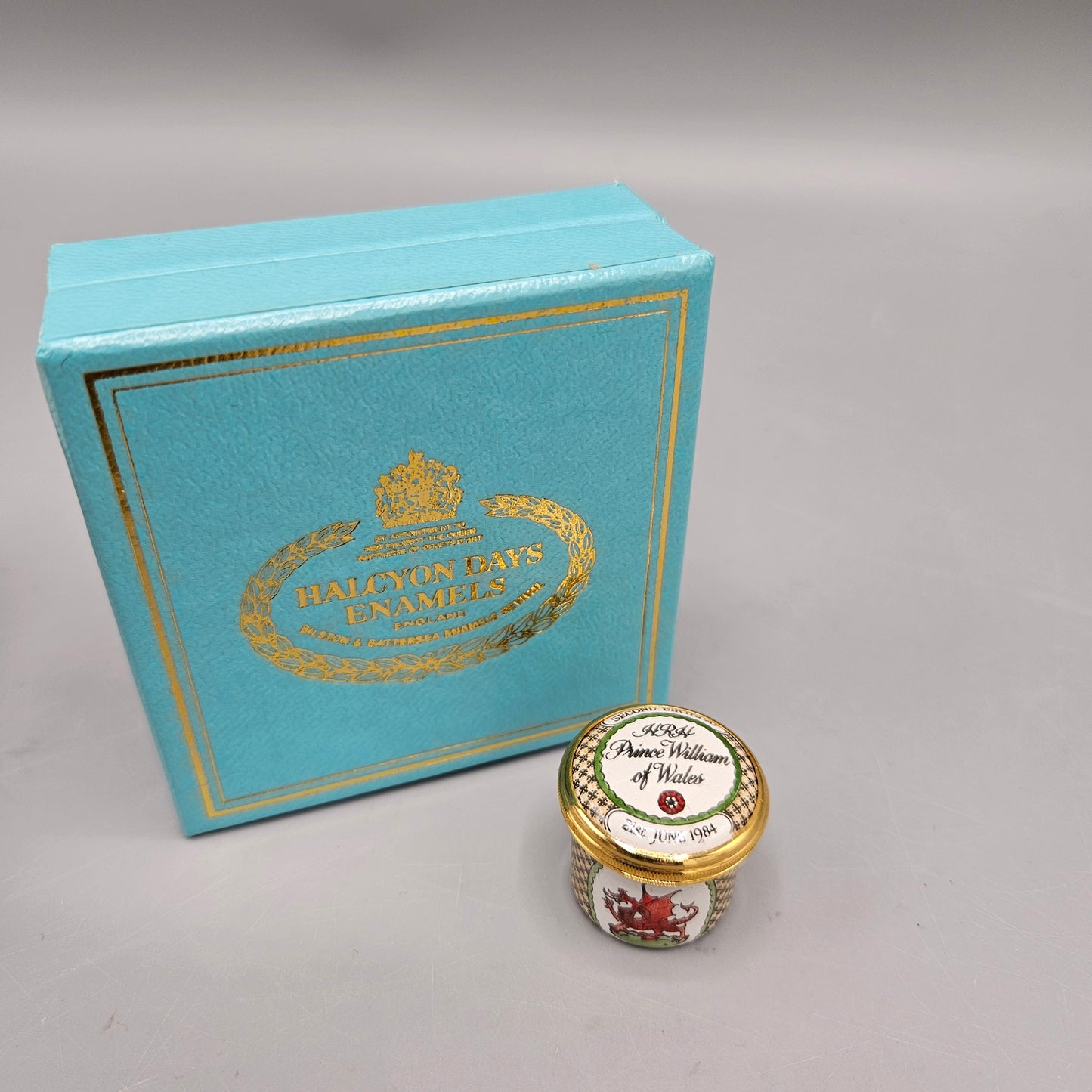 1984 Halcyon Days Enamel Prince William Second Birthday Box
