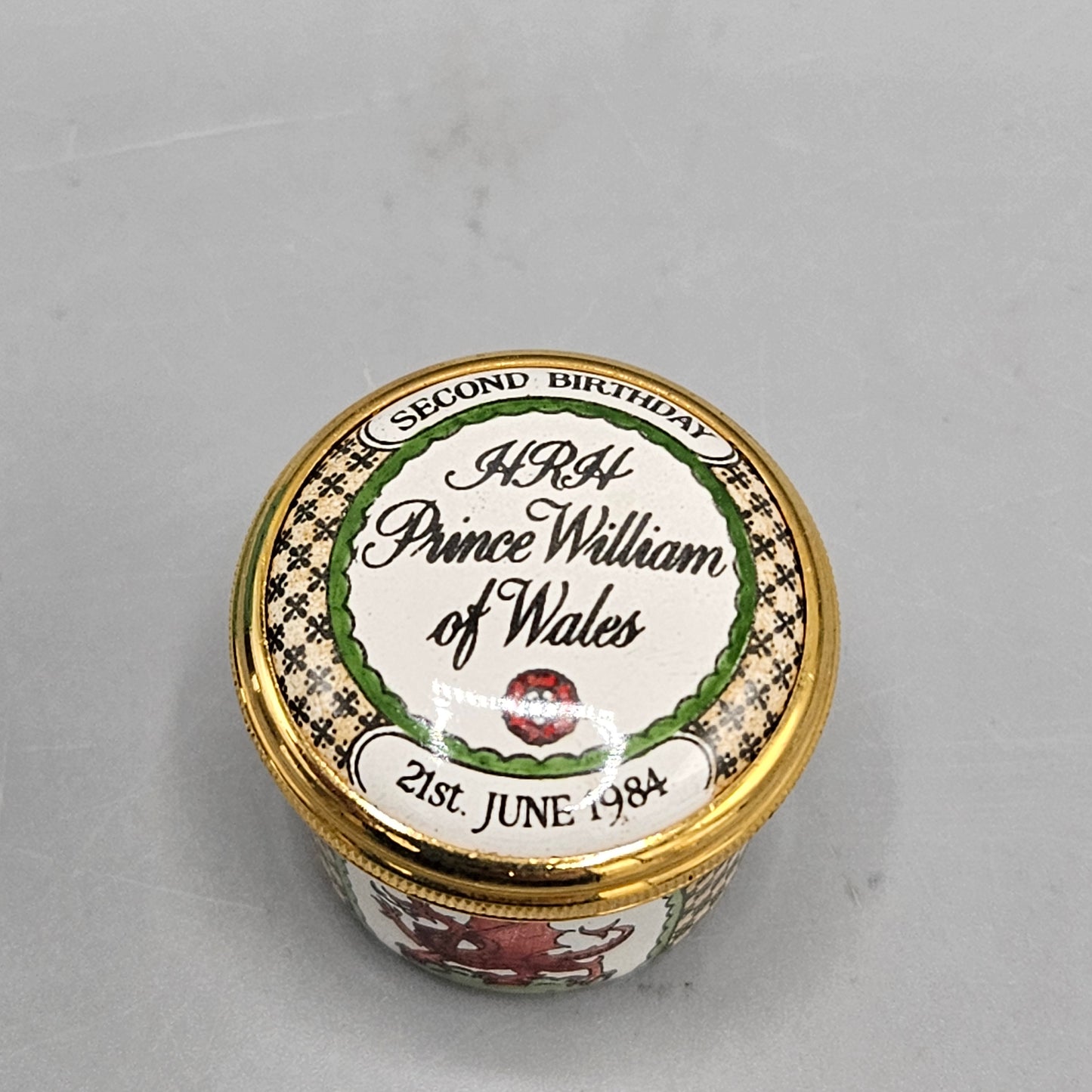 1984 Halcyon Days Enamel Prince William Second Birthday Box
