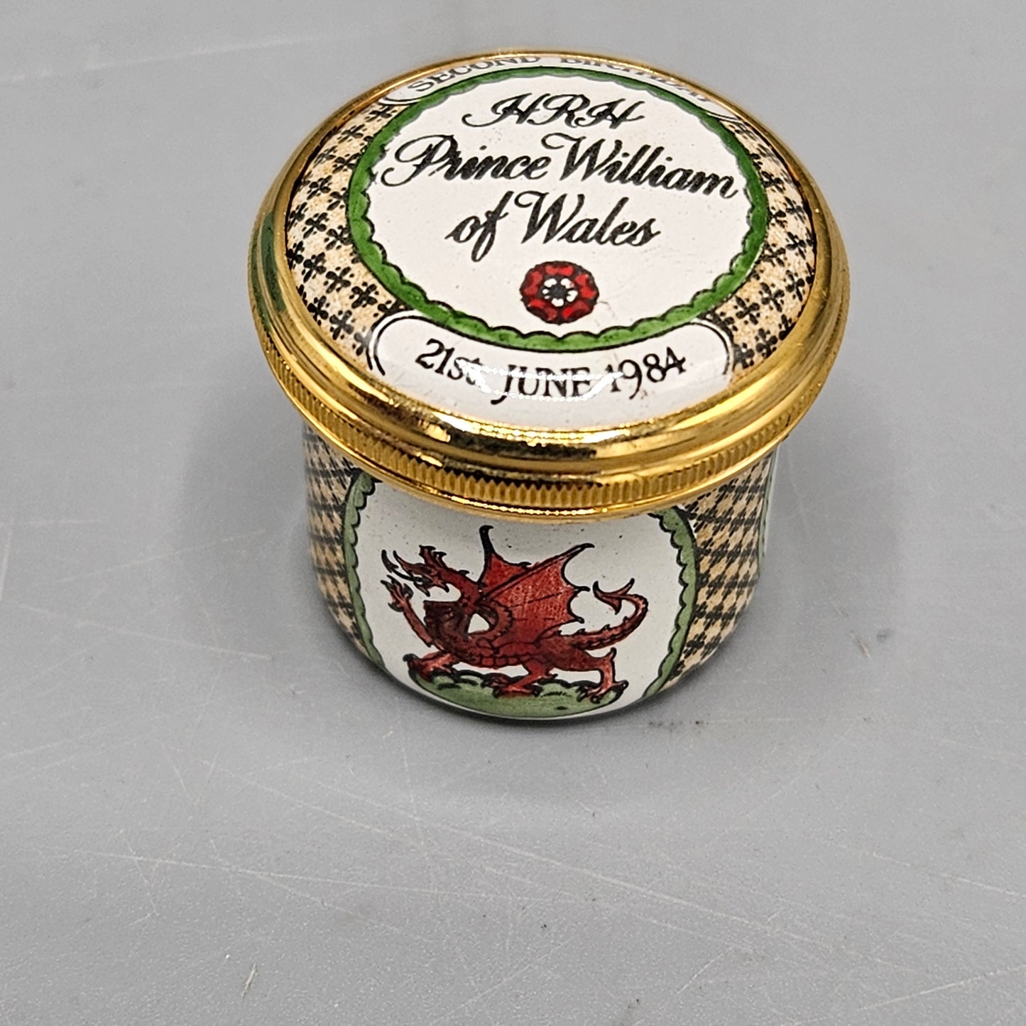 1984 Halcyon Days Enamel Prince William Second Birthday Box