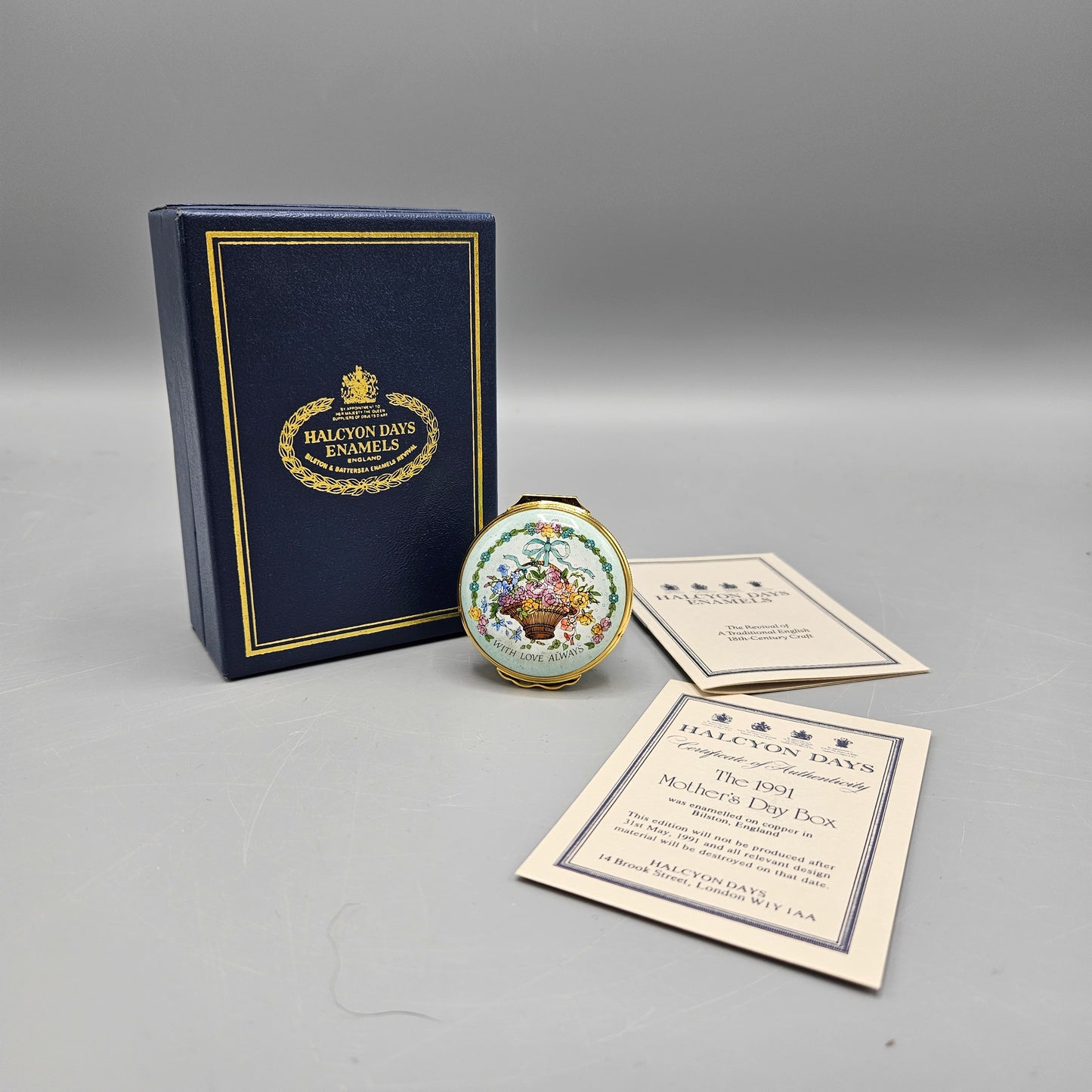 1991 Halcyon Days Enamel "With Love Always" Mother's Day Box
