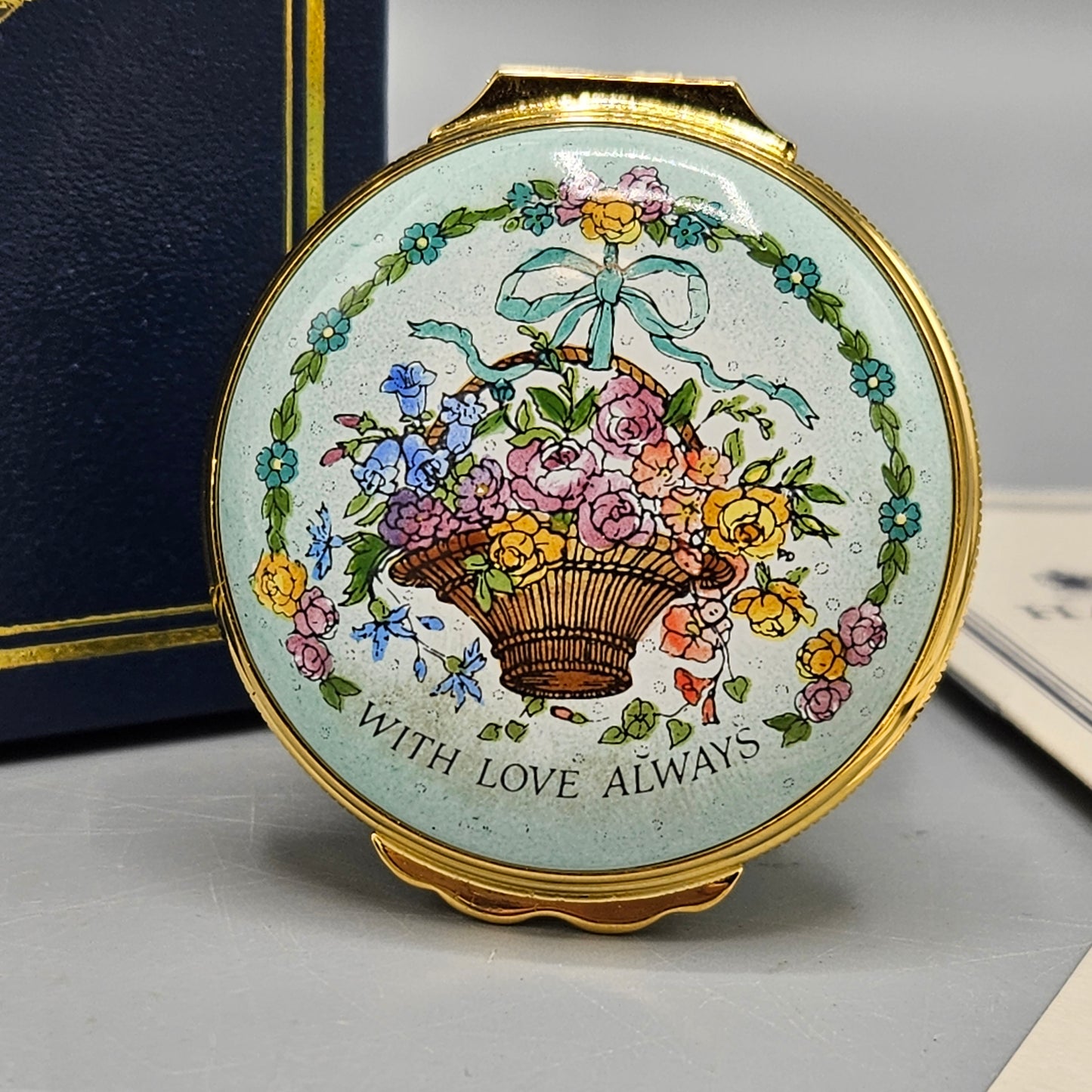1991 Halcyon Days Enamel "With Love Always" Mother's Day Box