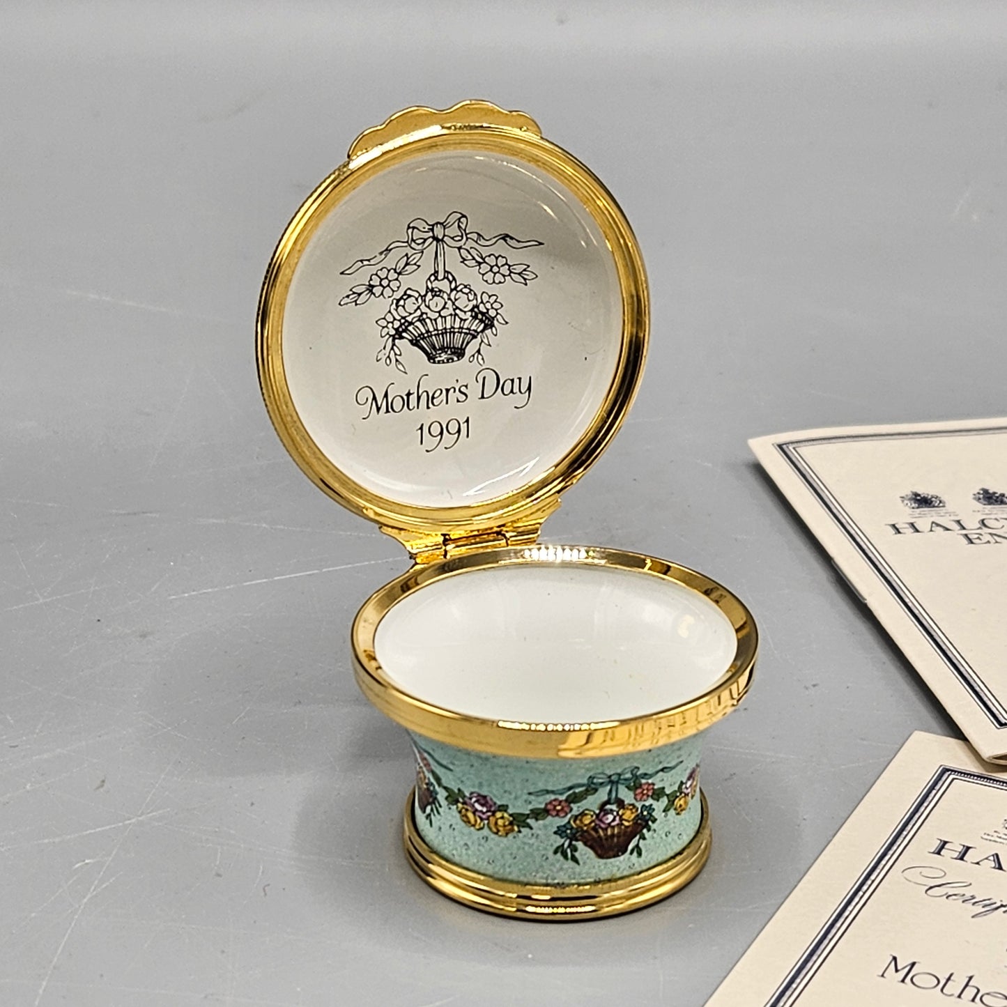 1991 Halcyon Days Enamel "With Love Always" Mother's Day Box
