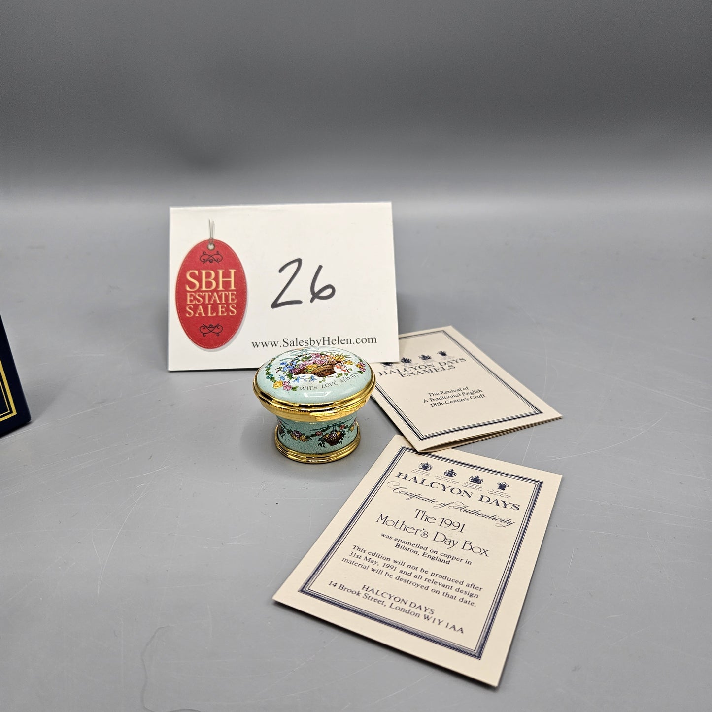 1991 Halcyon Days Enamel "With Love Always" Mother's Day Box