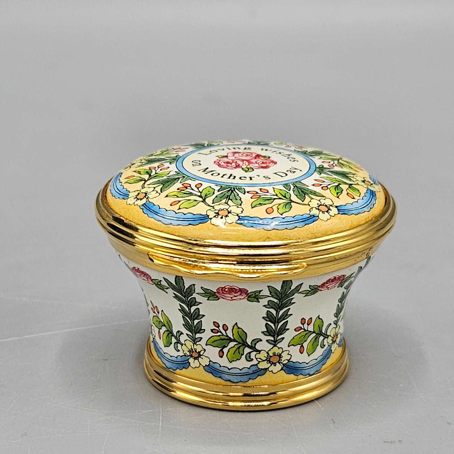1998 Halcyon Days Enamel "Loving Wishes on Mother's Day" Mother's Day Box