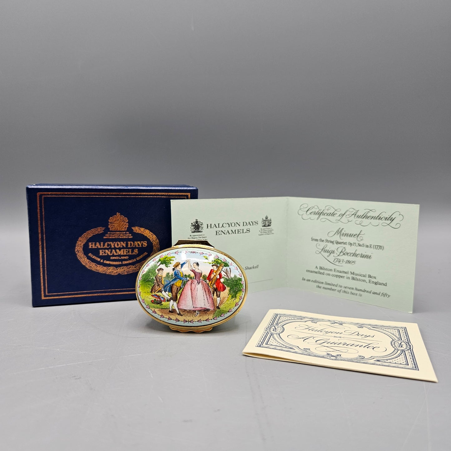 Halcyon Days England Enamel Luigi Boccherini Minuet Music Box