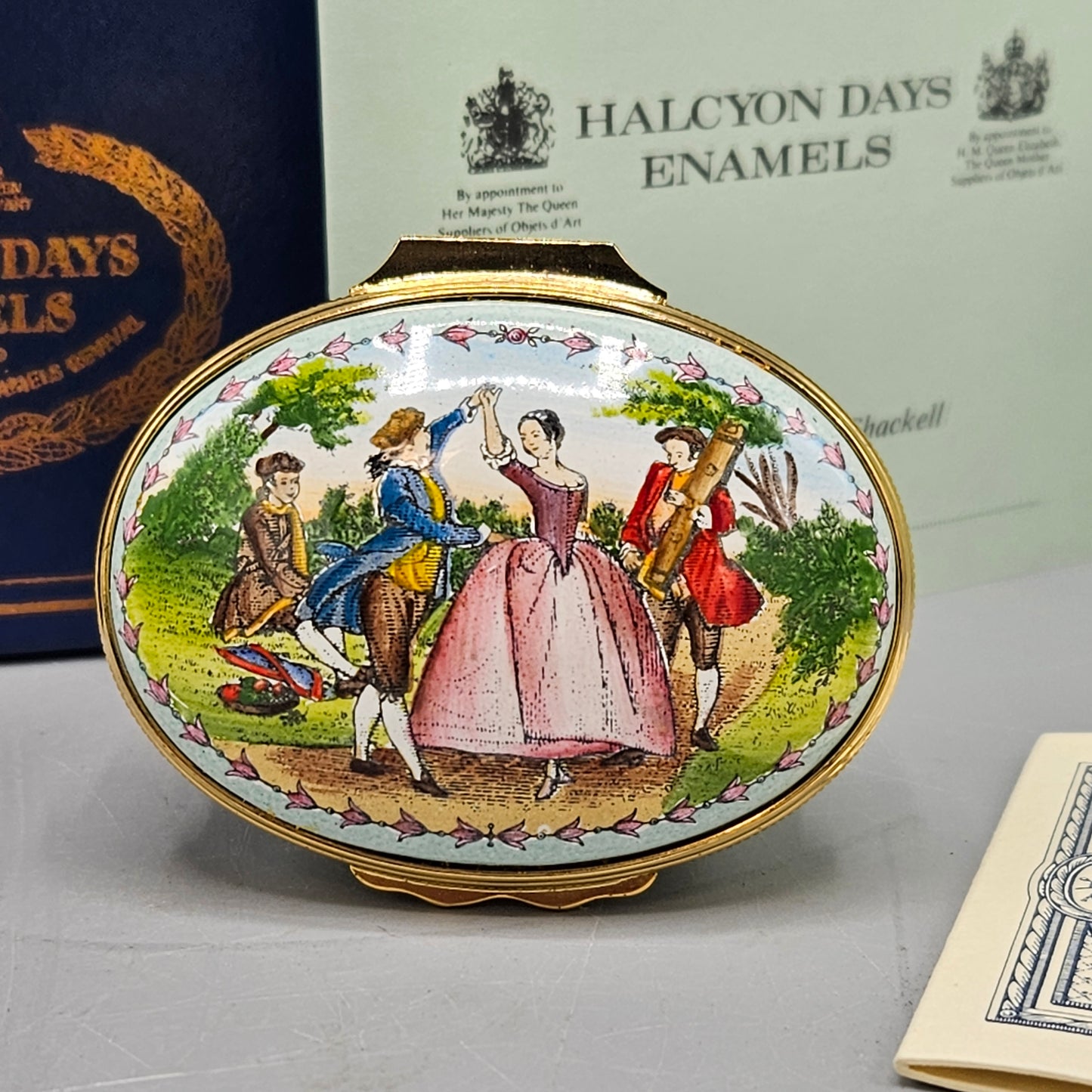 Halcyon Days England Enamel Luigi Boccherini Minuet Music Box