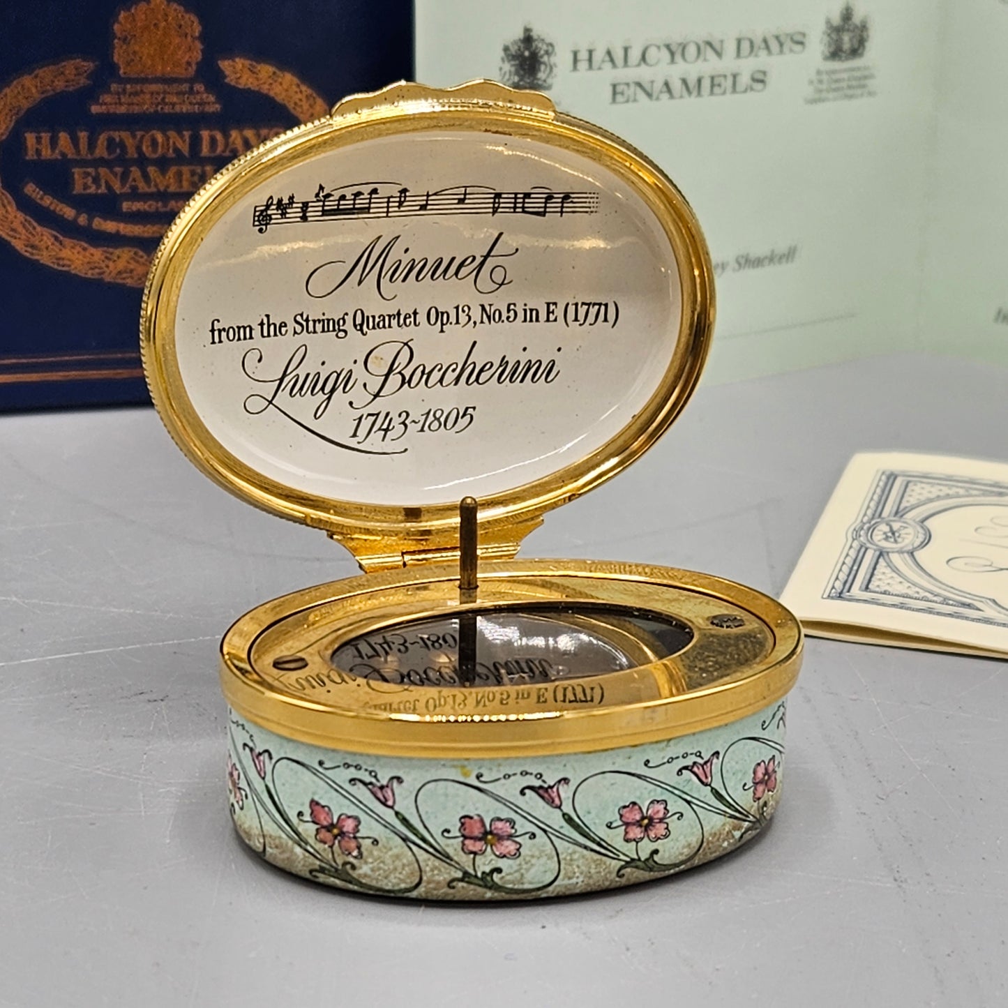 Halcyon Days England Enamel Luigi Boccherini Minuet Music Box