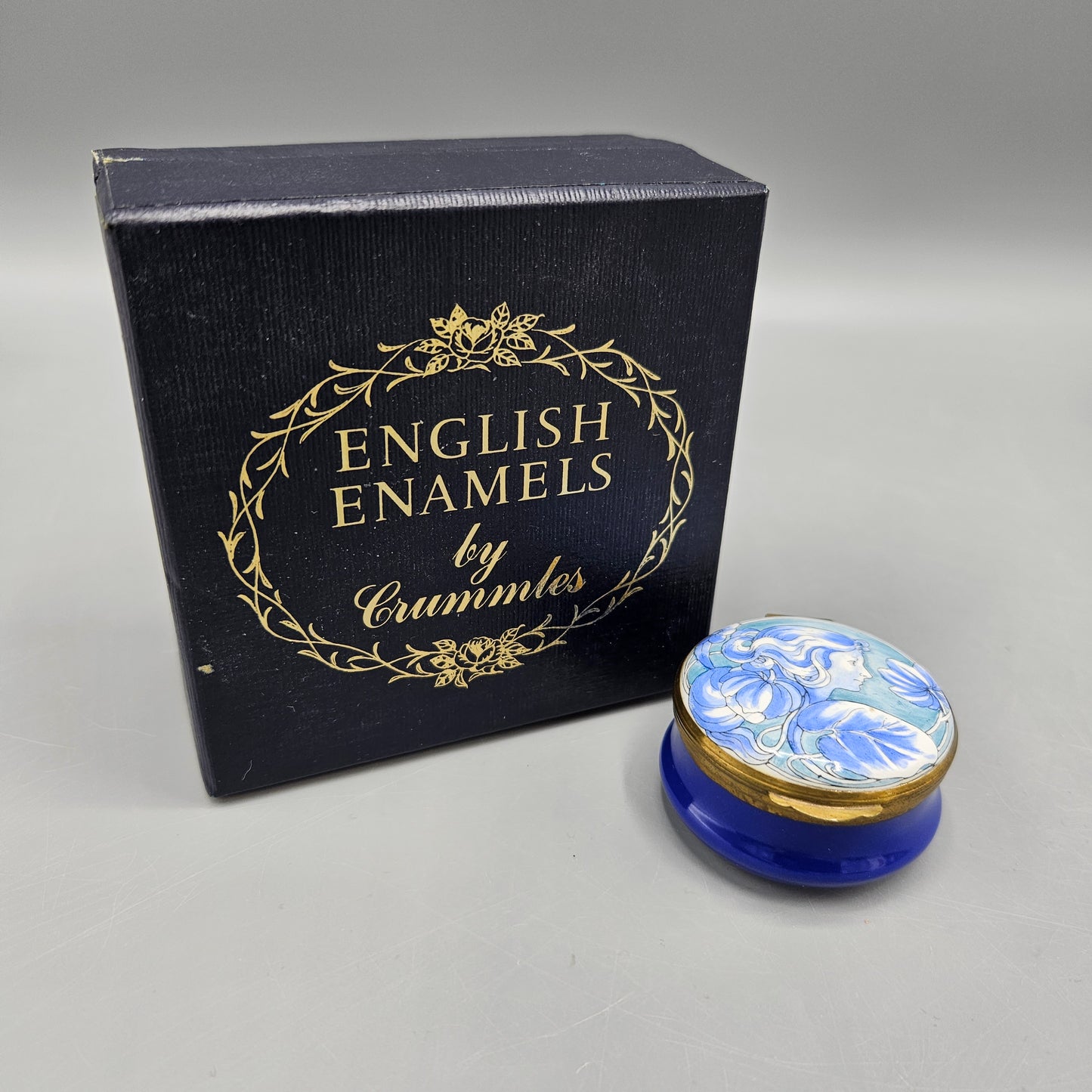 Crummles England Enamel Art Nouveau Lady in Profile Box