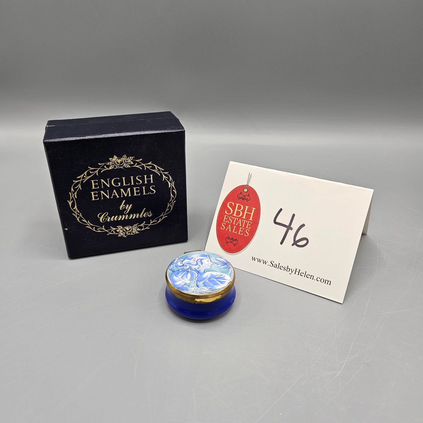 Crummles England Enamel Art Nouveau Lady in Profile Box