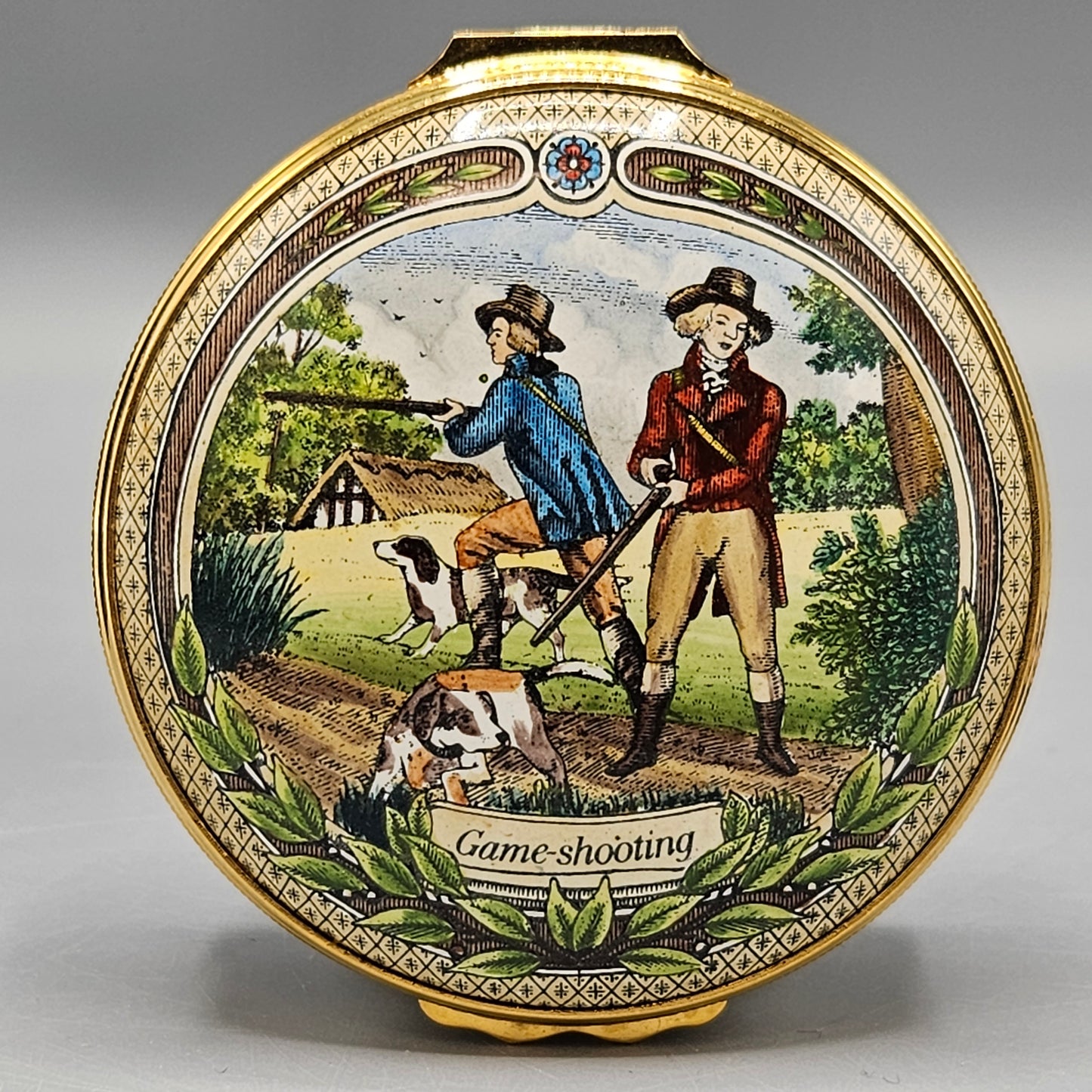 Halcyon Days England Enamel James Purdey & Sons "Game-Shooting" Box