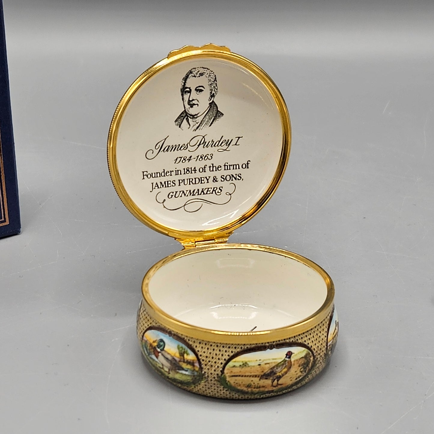 Halcyon Days England Enamel James Purdey & Sons "Game-Shooting" Box