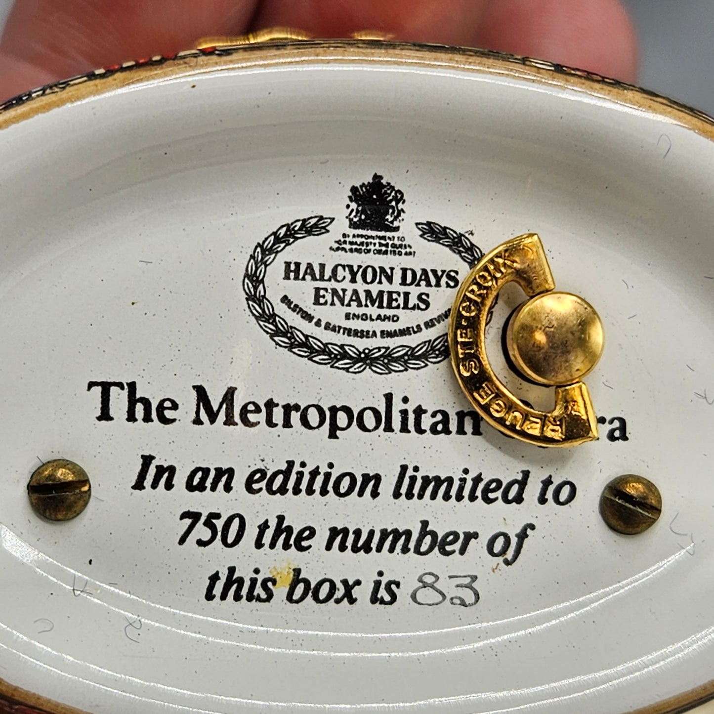 Halcyon Days England Enamel Metropolitan Opera La Boheme Music Box