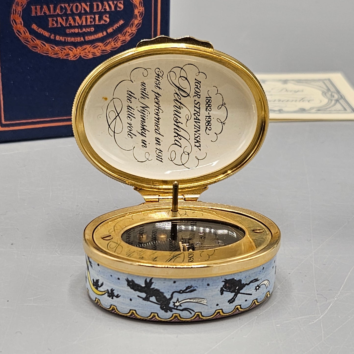 Halcyon Days England Enamel Stravinsky "The Petrushka Musical Box"