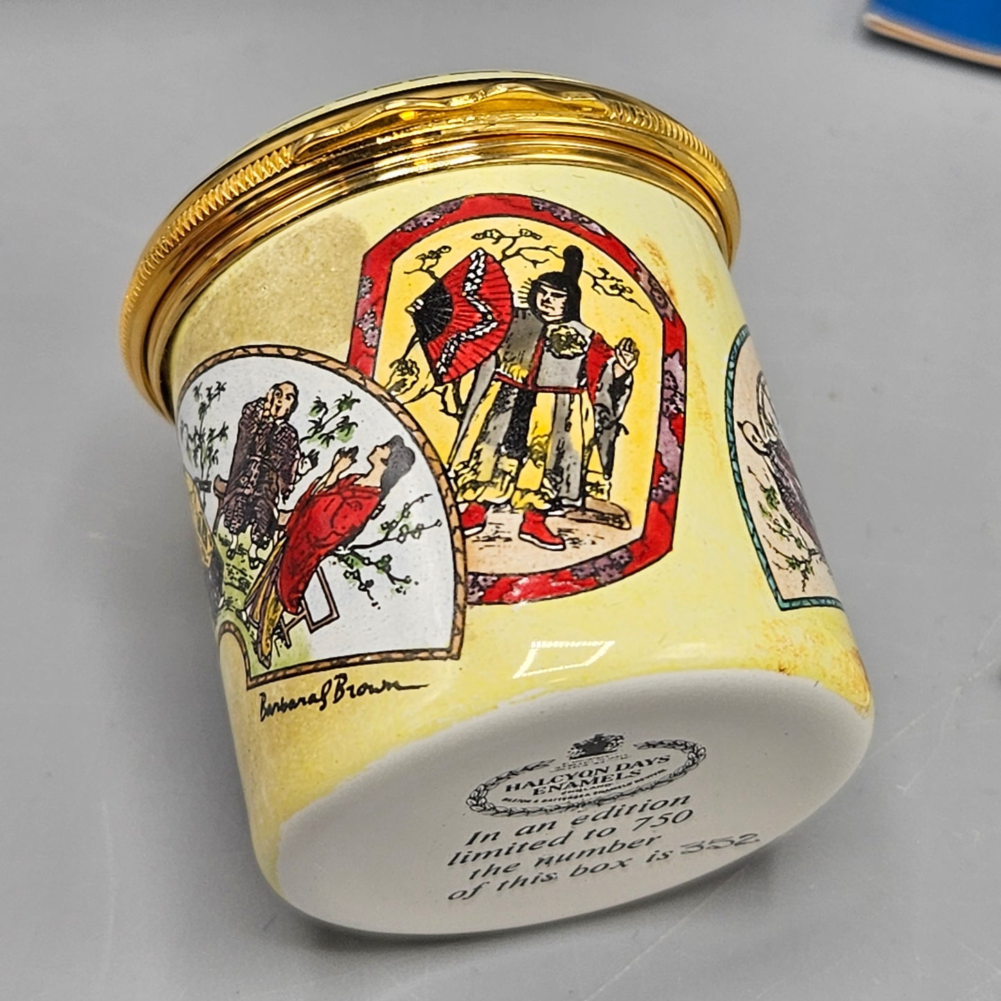 Halcyon Days England Enamel Gilbert & Sullivan "The Mikado Box"