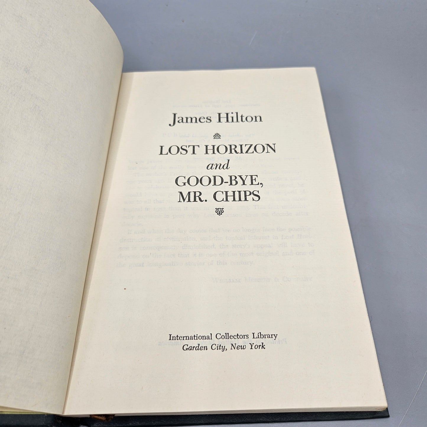 James Hilton "Lost Horizon and Good-Bye Mr Chips" International Collectors Library