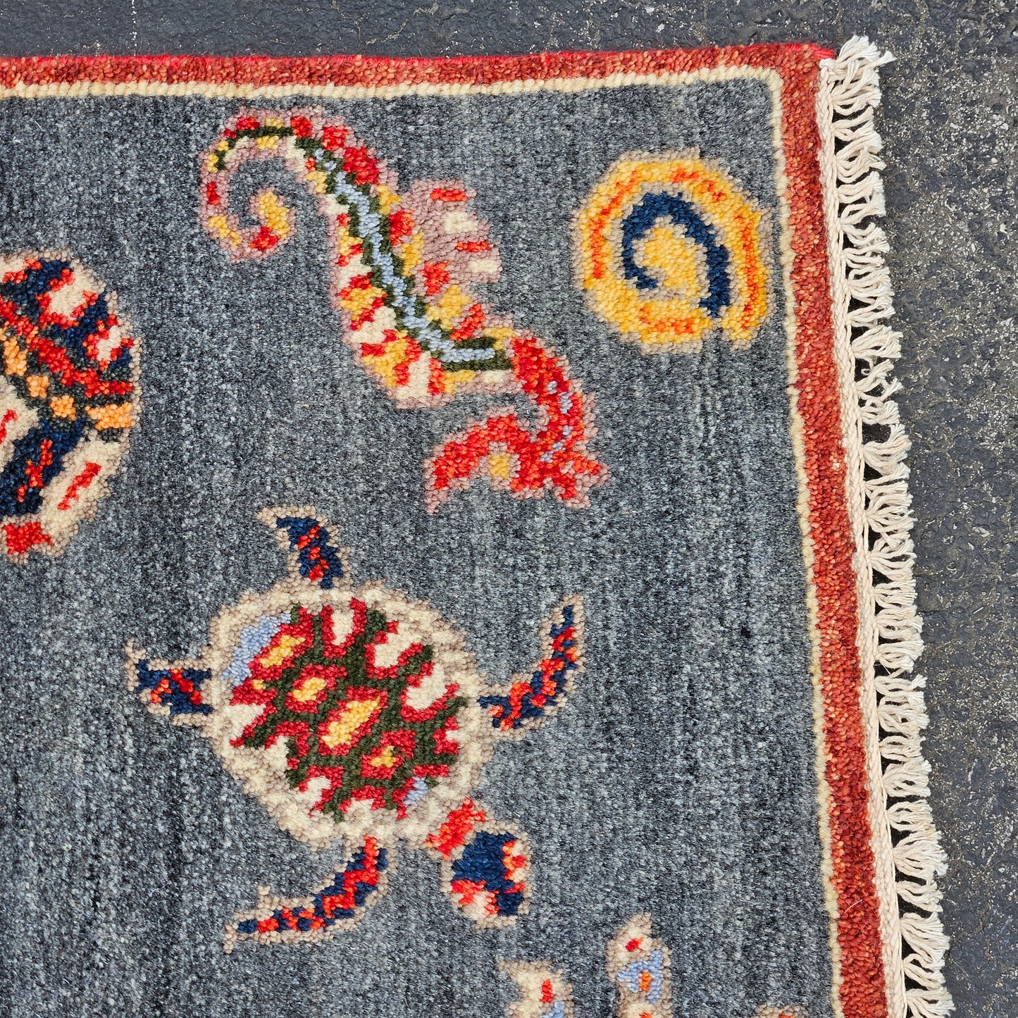 Hand-Knotted Wool Marine Life Area Rug