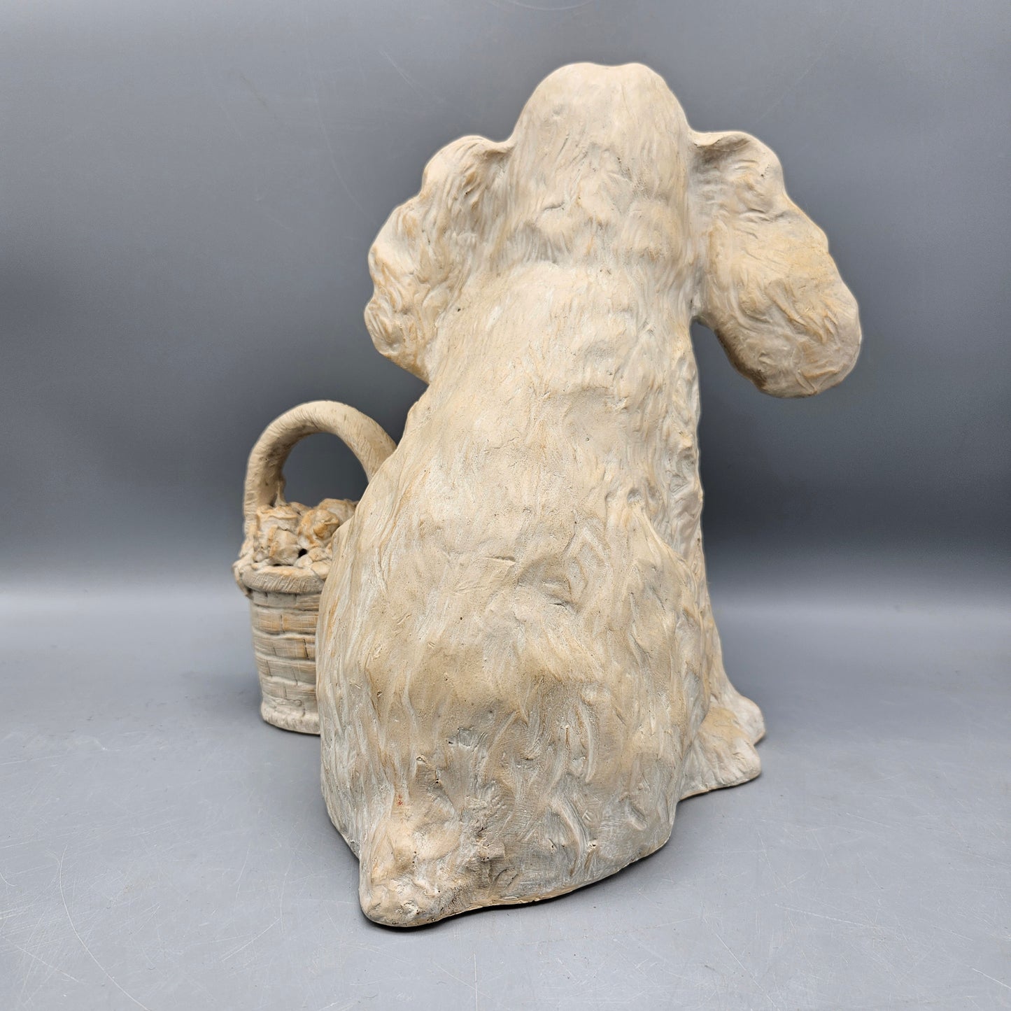 Cast Resin Spaniel Dog with Basket