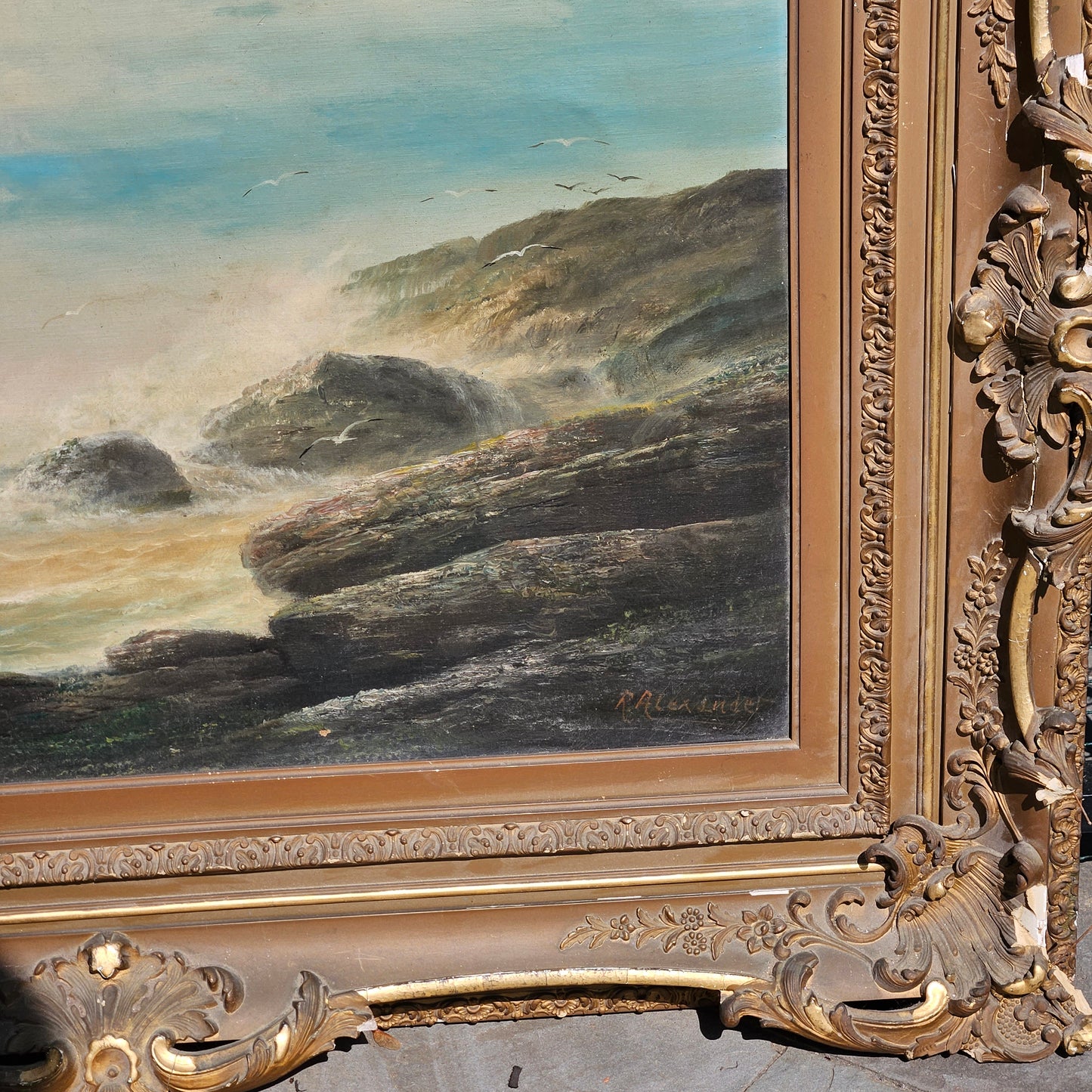 Oil on Canvas Seascape - Signed R Alexander