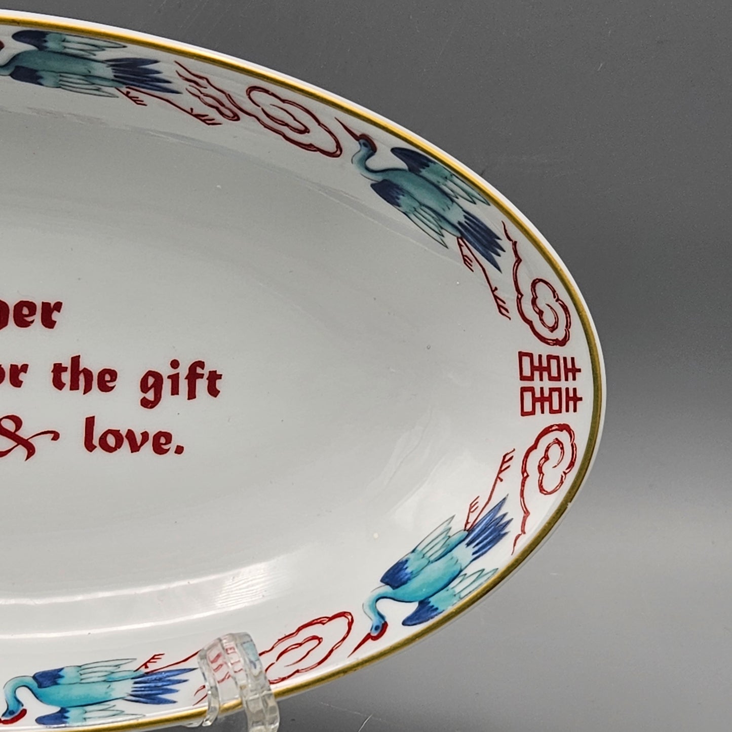 Mottahedeh Porcelain "Mother Thank for For the gift of wisdom and love." Oval Plate