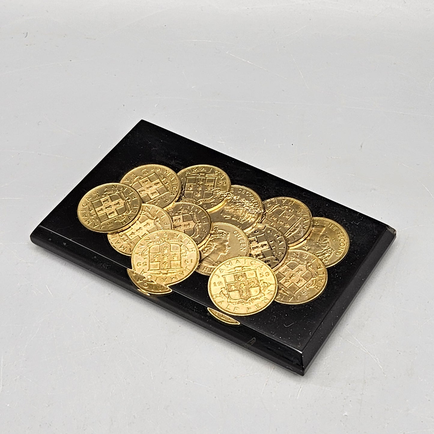 Vintage Jamaica Half Penny Coin Paperweight