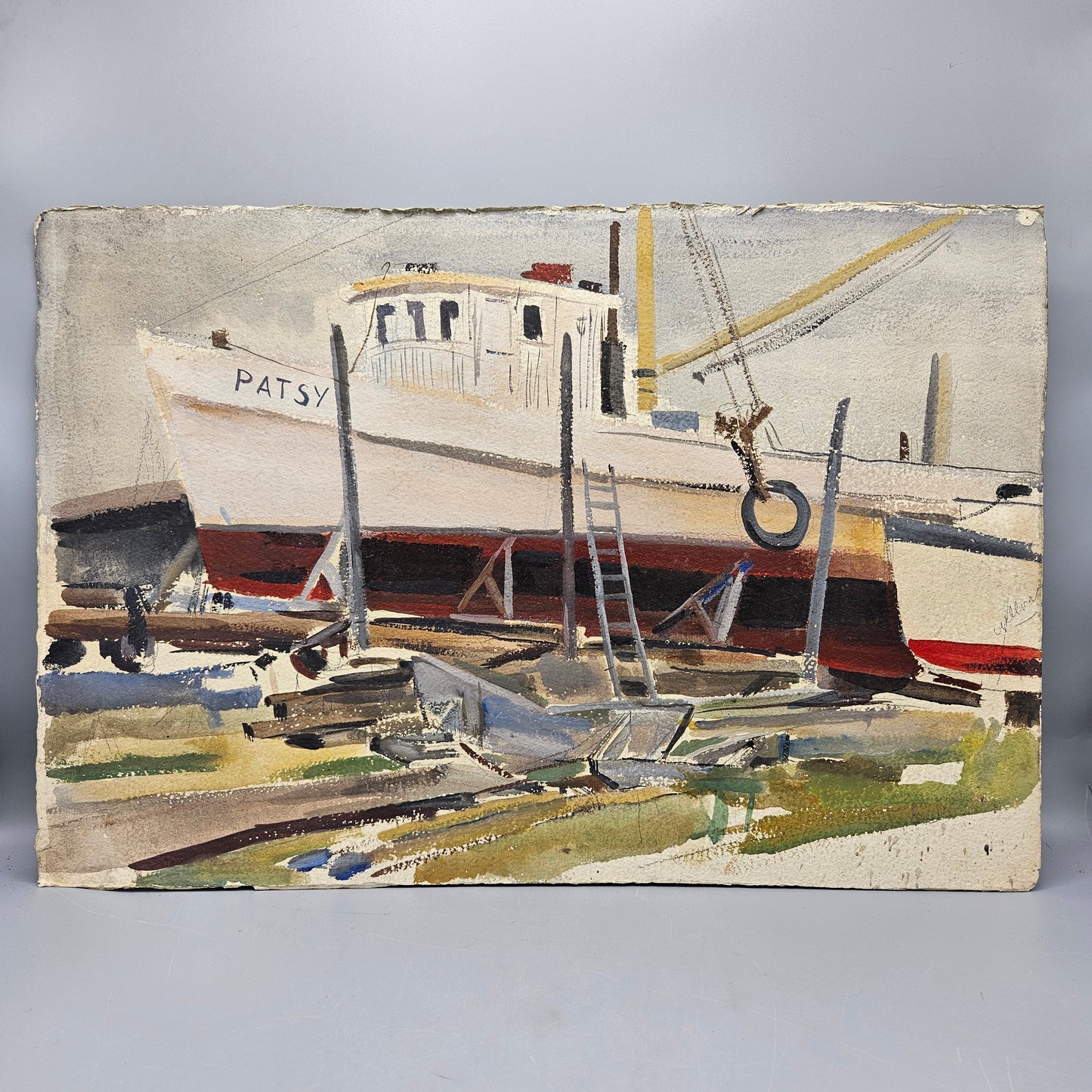 Charles Andrew Taylor (1910-1975) Watercolor "Patsy" in Dry Dock