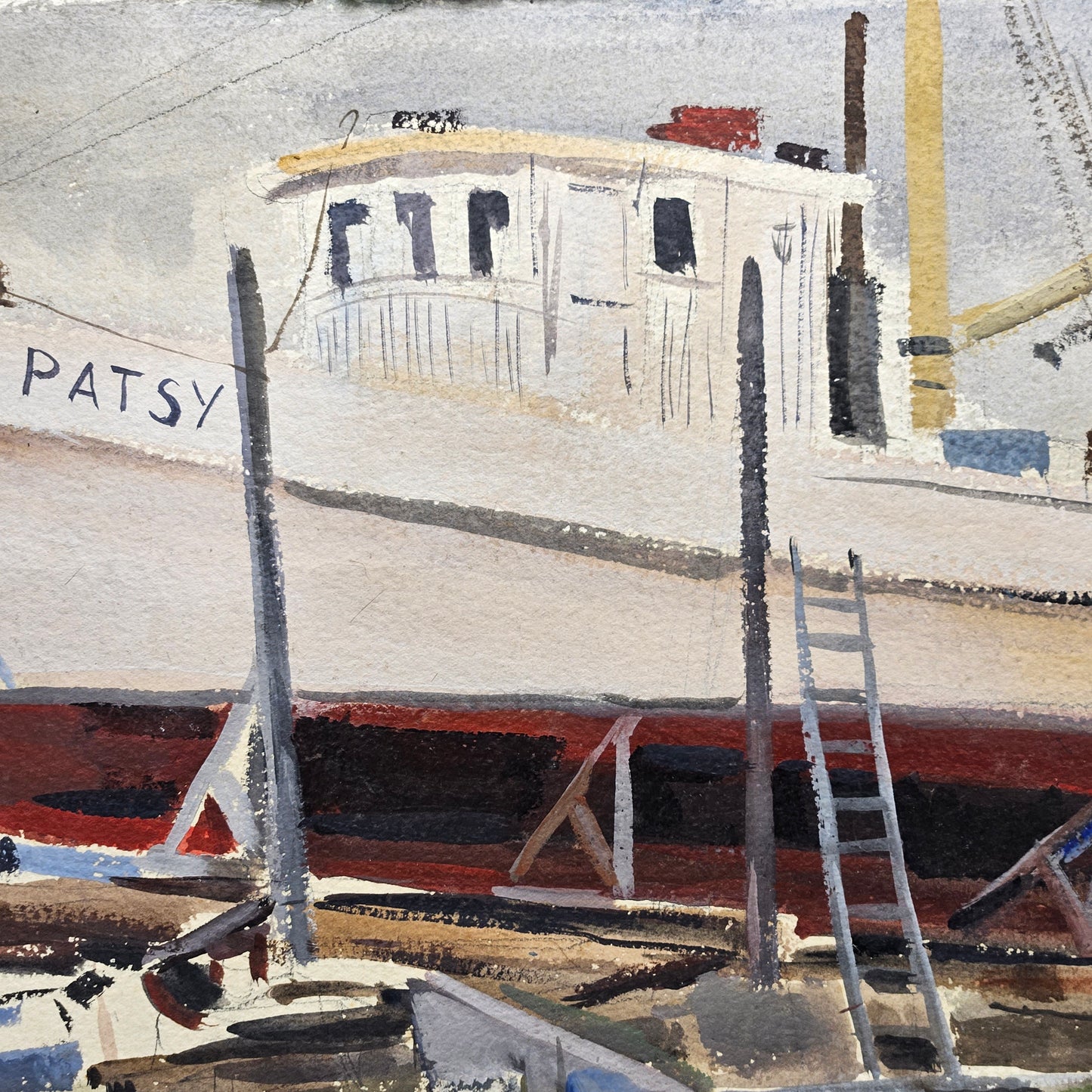 Charles Andrew Taylor (1910-1975) Watercolor "Patsy" in Dry Dock