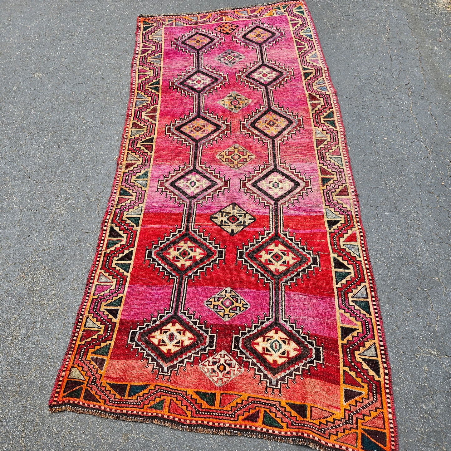 Vintage Hand Knotted Rug / Runner - 4' 4" x 10' 10"