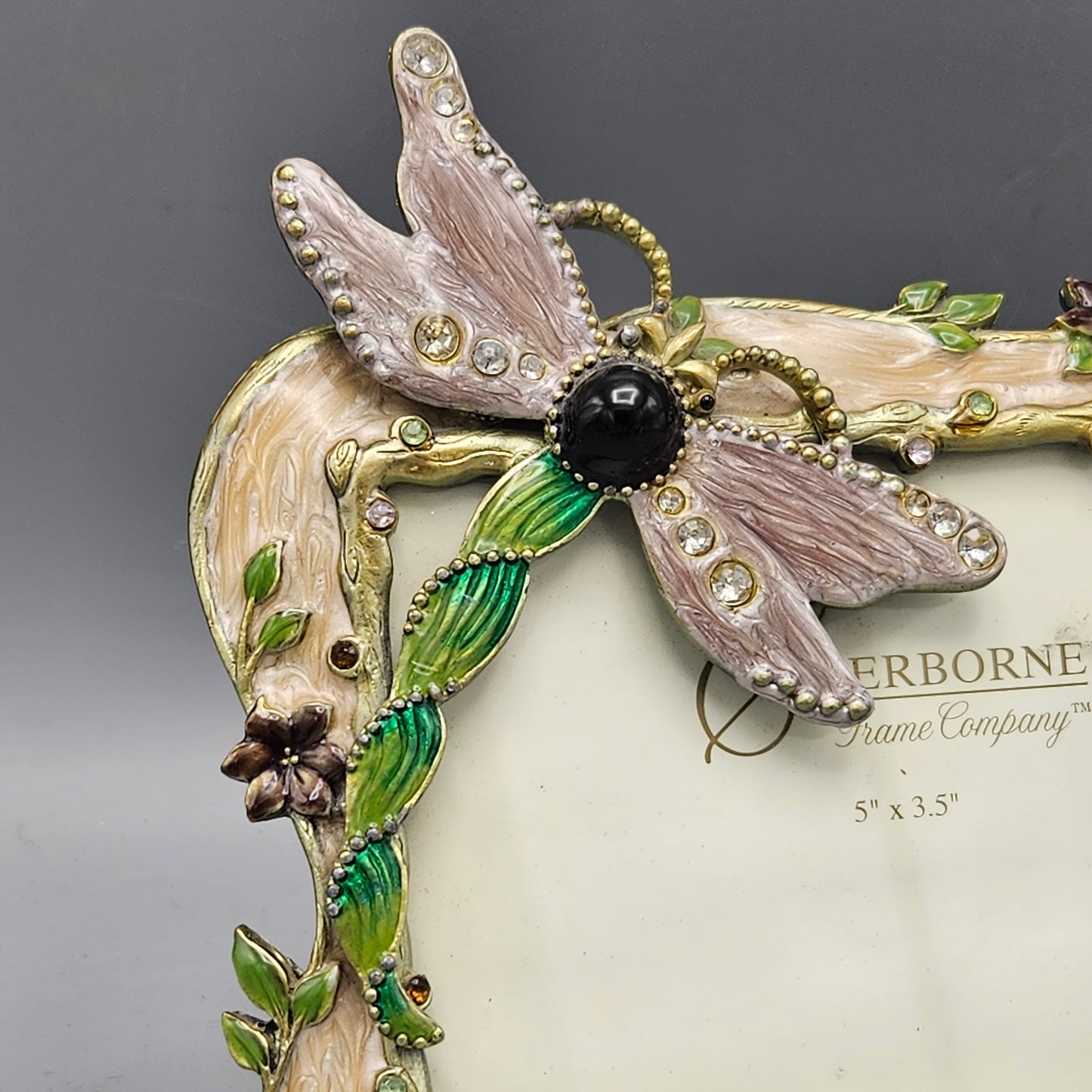 Jay Strongwater Style Enamel Picture Frame with Dragonfly