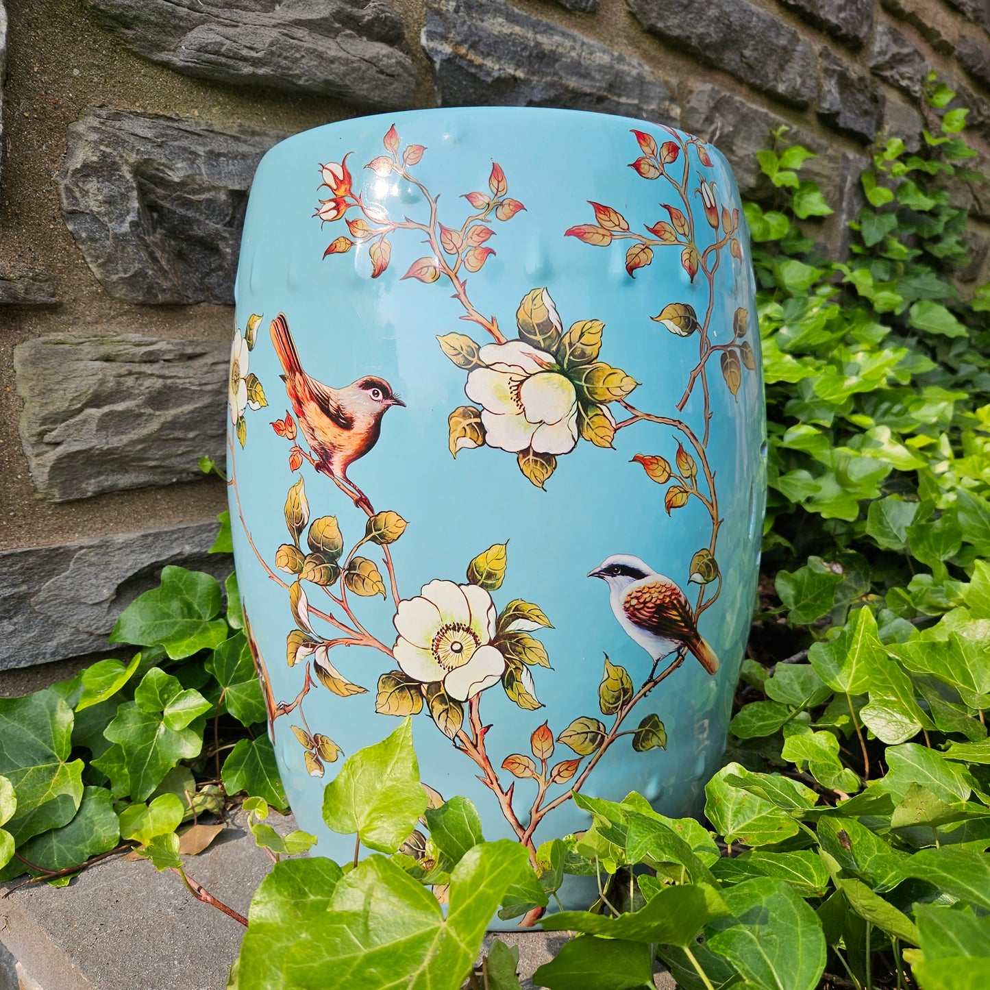 Chinese Porcelain Light Blue Garden Stool