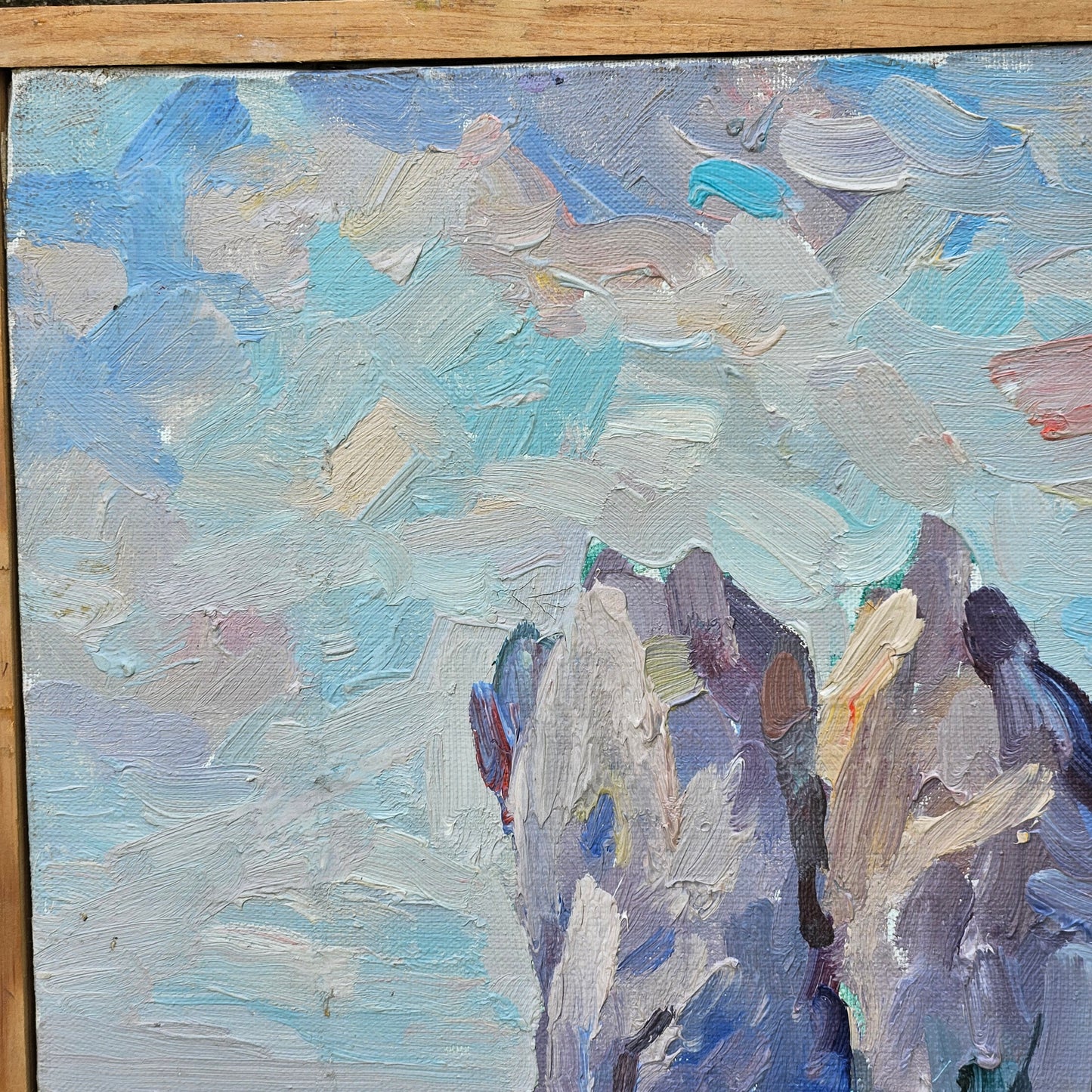 Pavel Borisovitch Bludnov Russian Impressionist Oil on Canvas Rocks by the Sea - Chekhov Bay