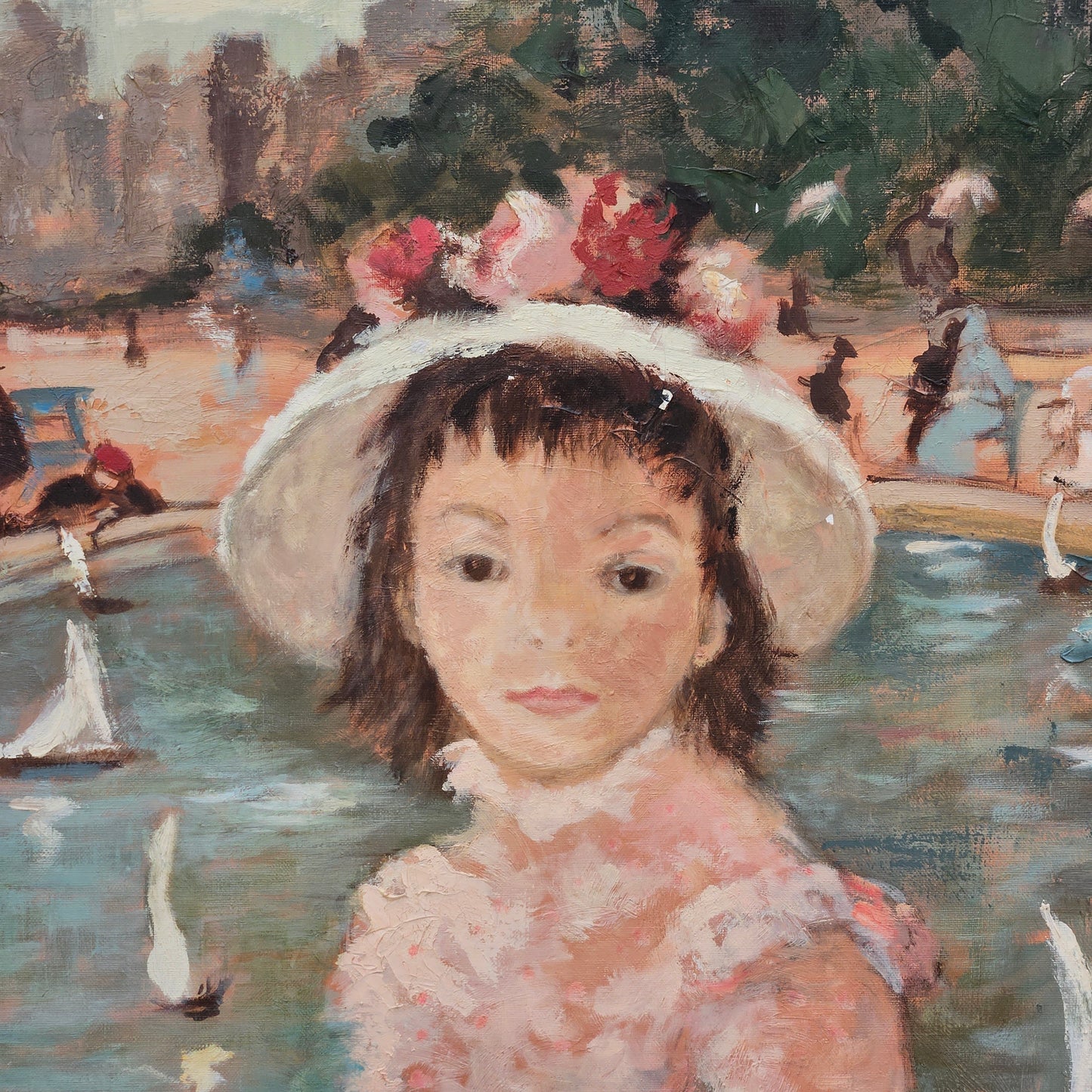 Impressionist Dietz Edzard Style Portrait of Young Girl at the Seaside Signed "Benayzard"