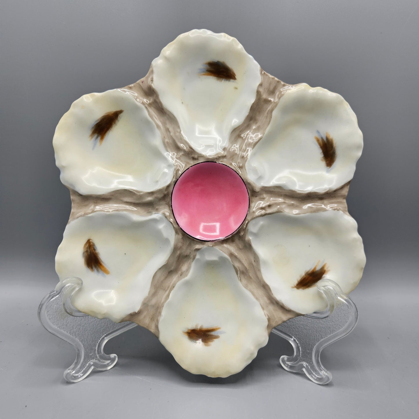 Antique French Majolica Oyster Plate